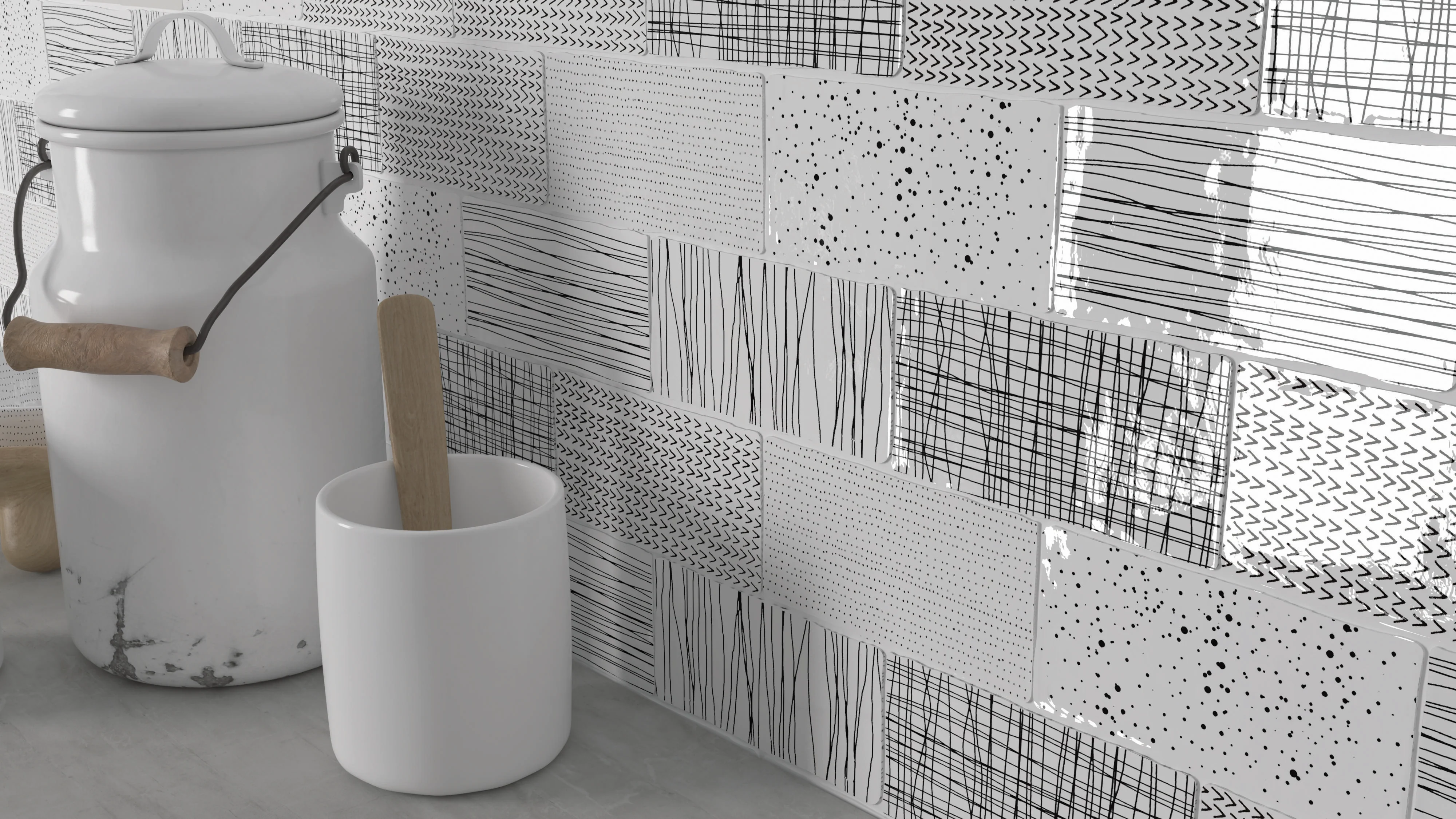 Crafted Glossy 3X6 Black & White - Image 2