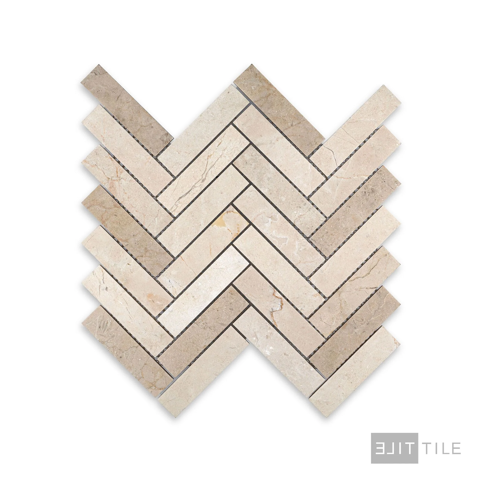 Crema Marfil Marble 1X4 Herringbone Honed Mosaic - Image 2