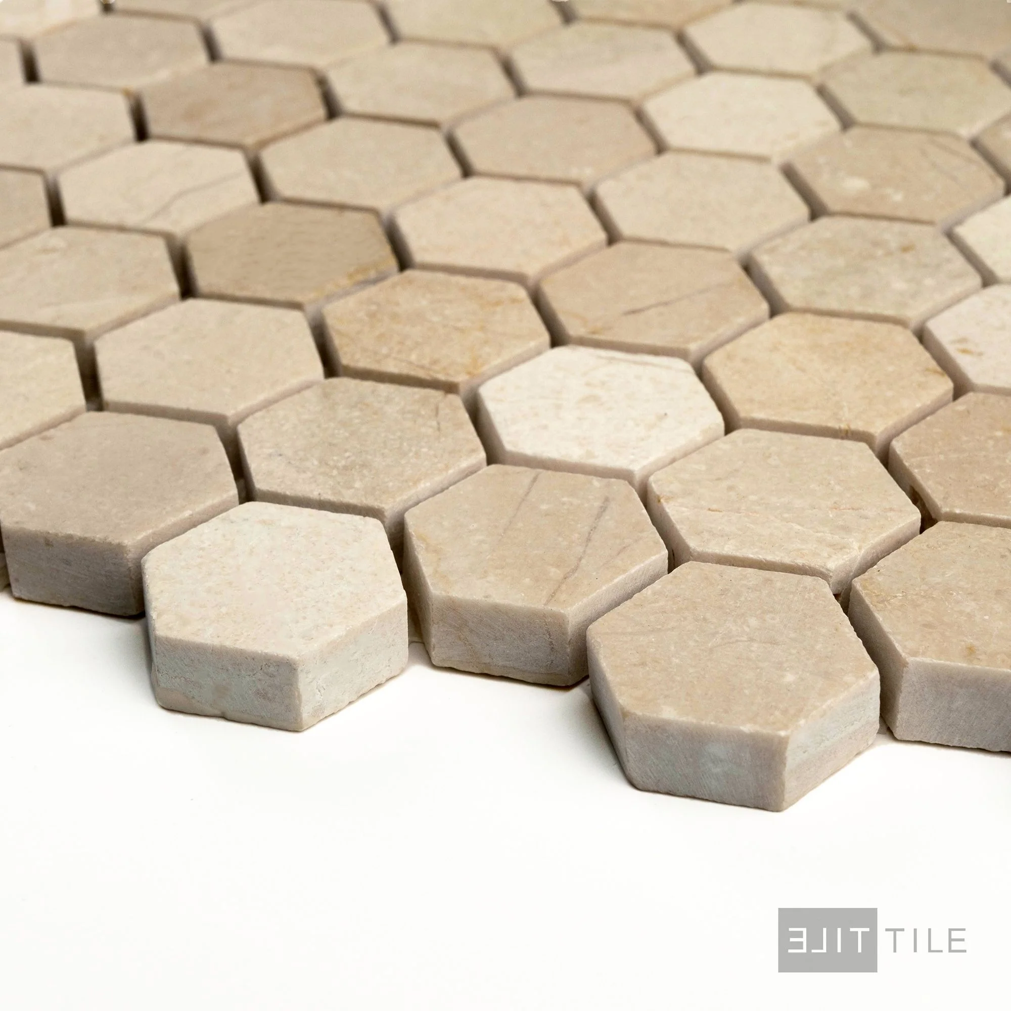 Crema Marfil Marble 1" Hexagon Honed Mosaic - Image 4