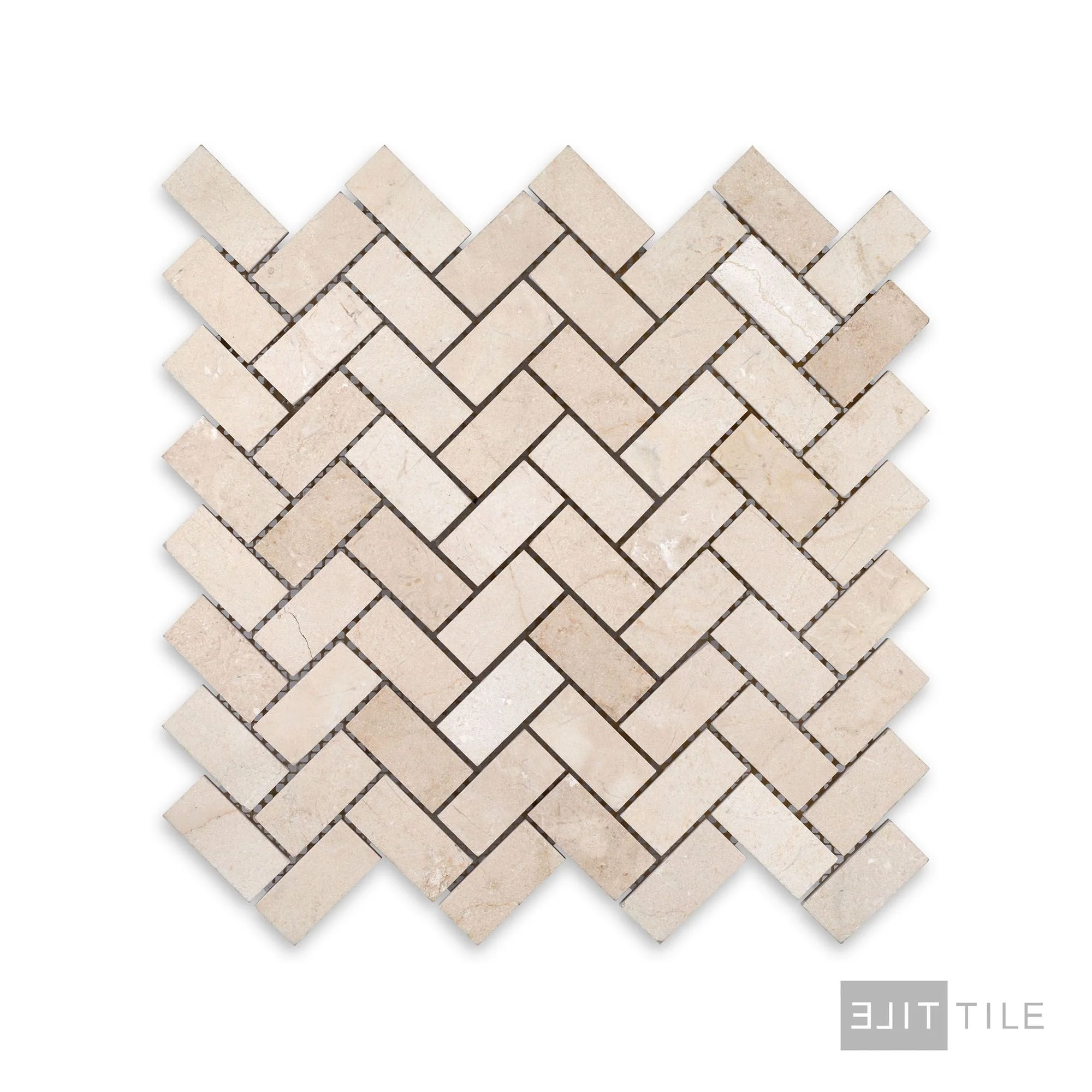 Crema Marfil Marble 1X2 Herringbone Honed Mosaic - Image 2