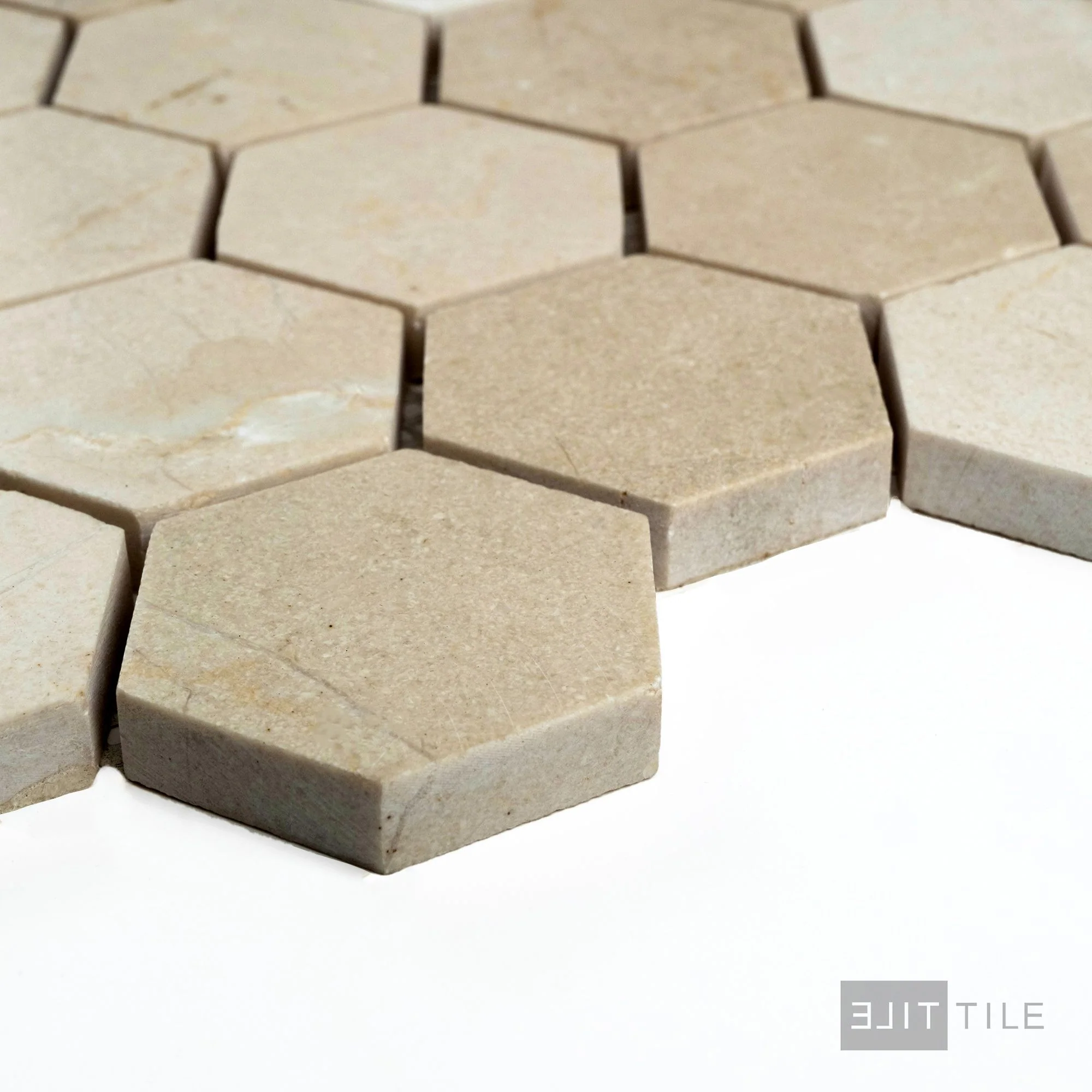 Crema Marfil Marble 2" Hexagon Honed Mosaic - Image 3
