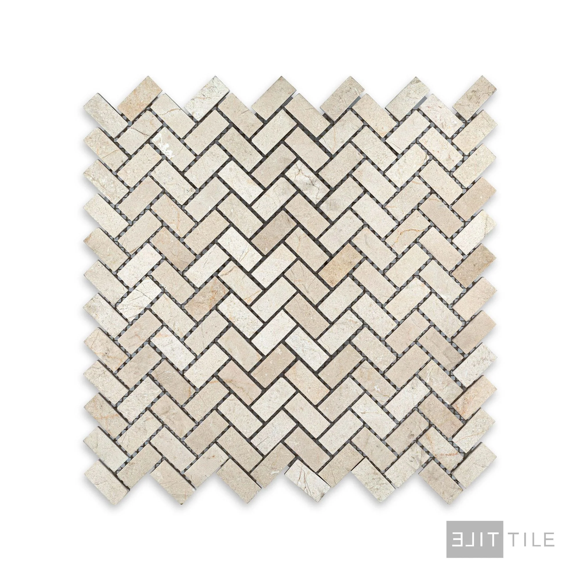 Crema Marfil Marble 5/8X1-1/4 Herringbone Honed Mosaic - Image 2
