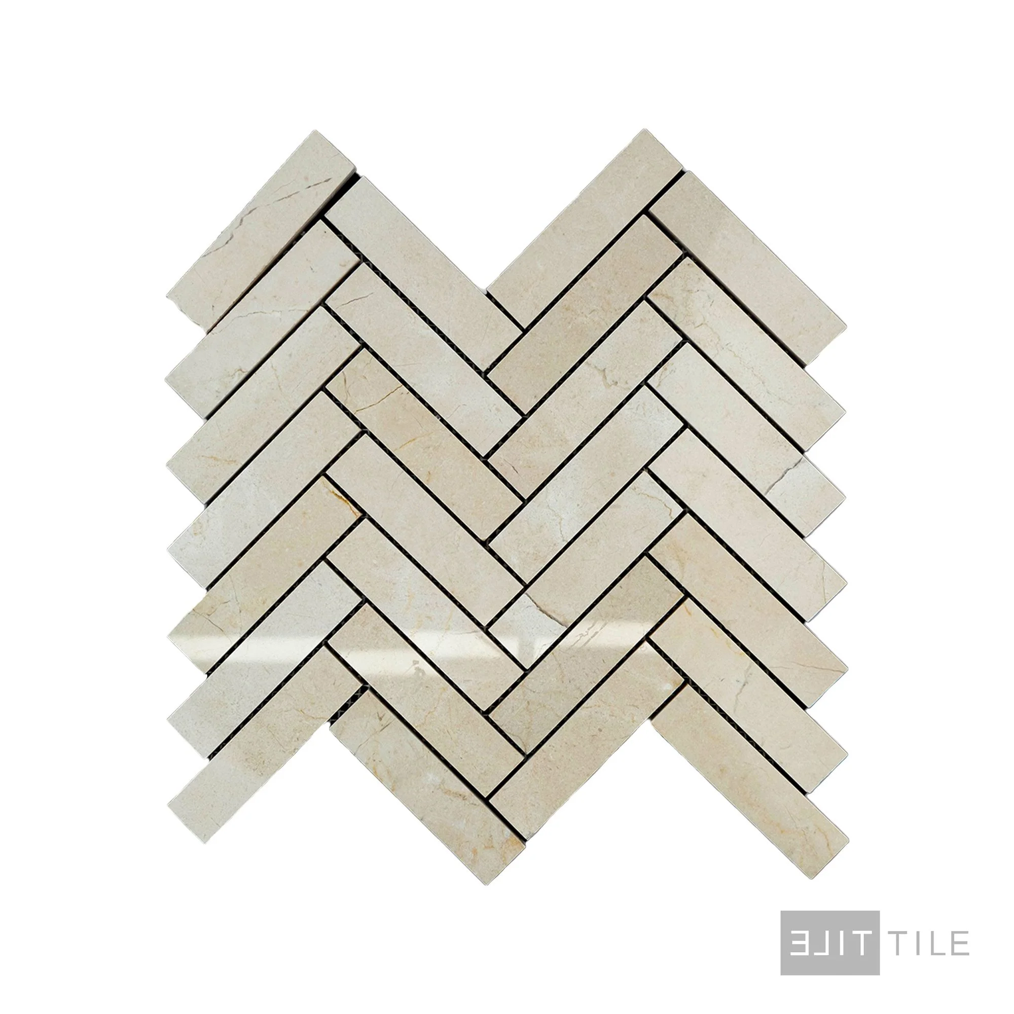 Crema Marfil Marble 1X4 Herringbone Polished Mosaic - Image 2