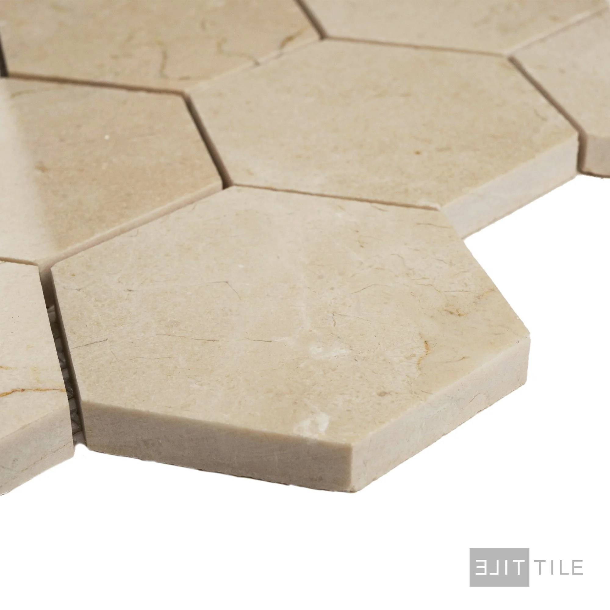 Crema Marfil Marble 3" Hexagon Polished Mosaic - Image 3