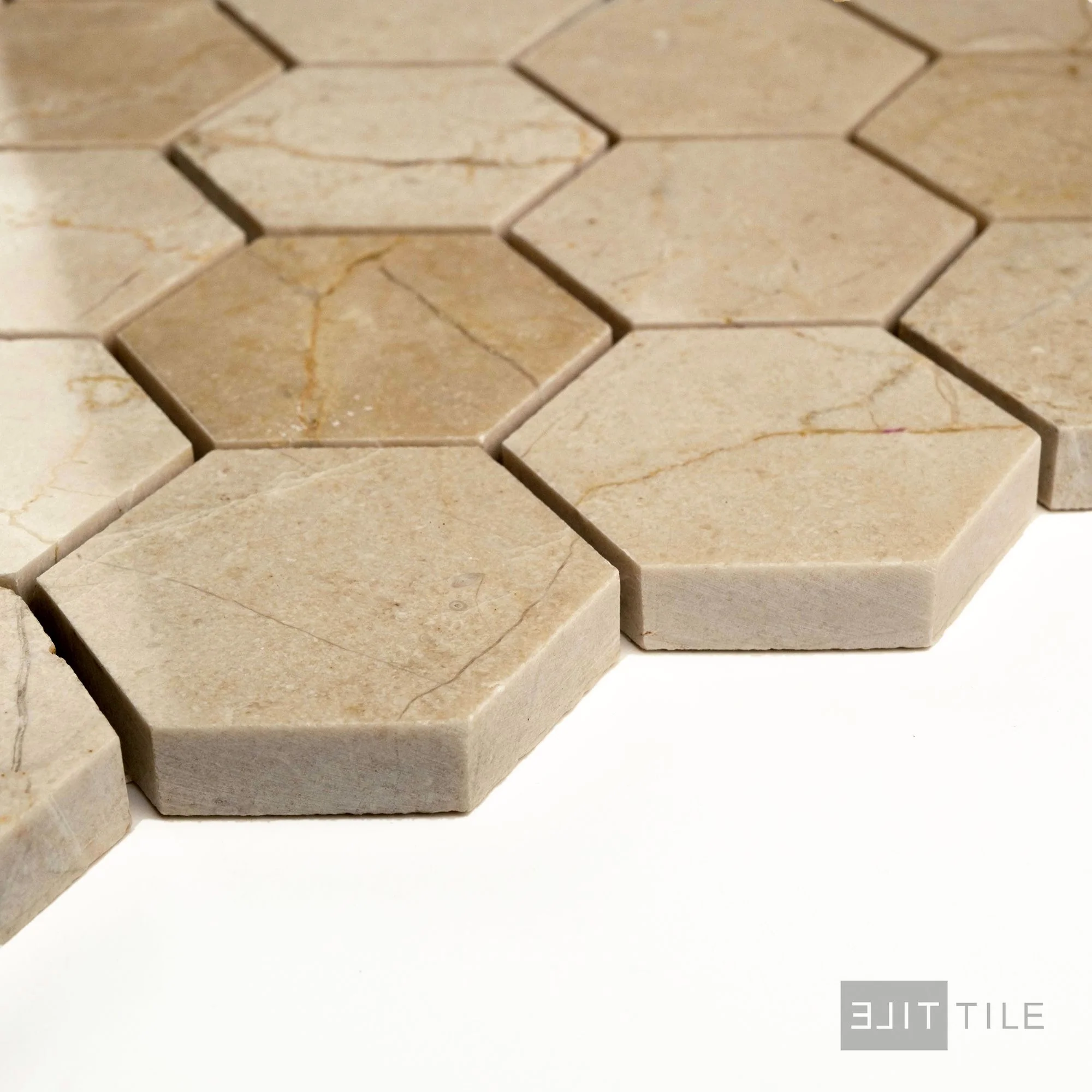 Crema Marfil Marble 2" Hexagon Polished Mosaic - Image 3