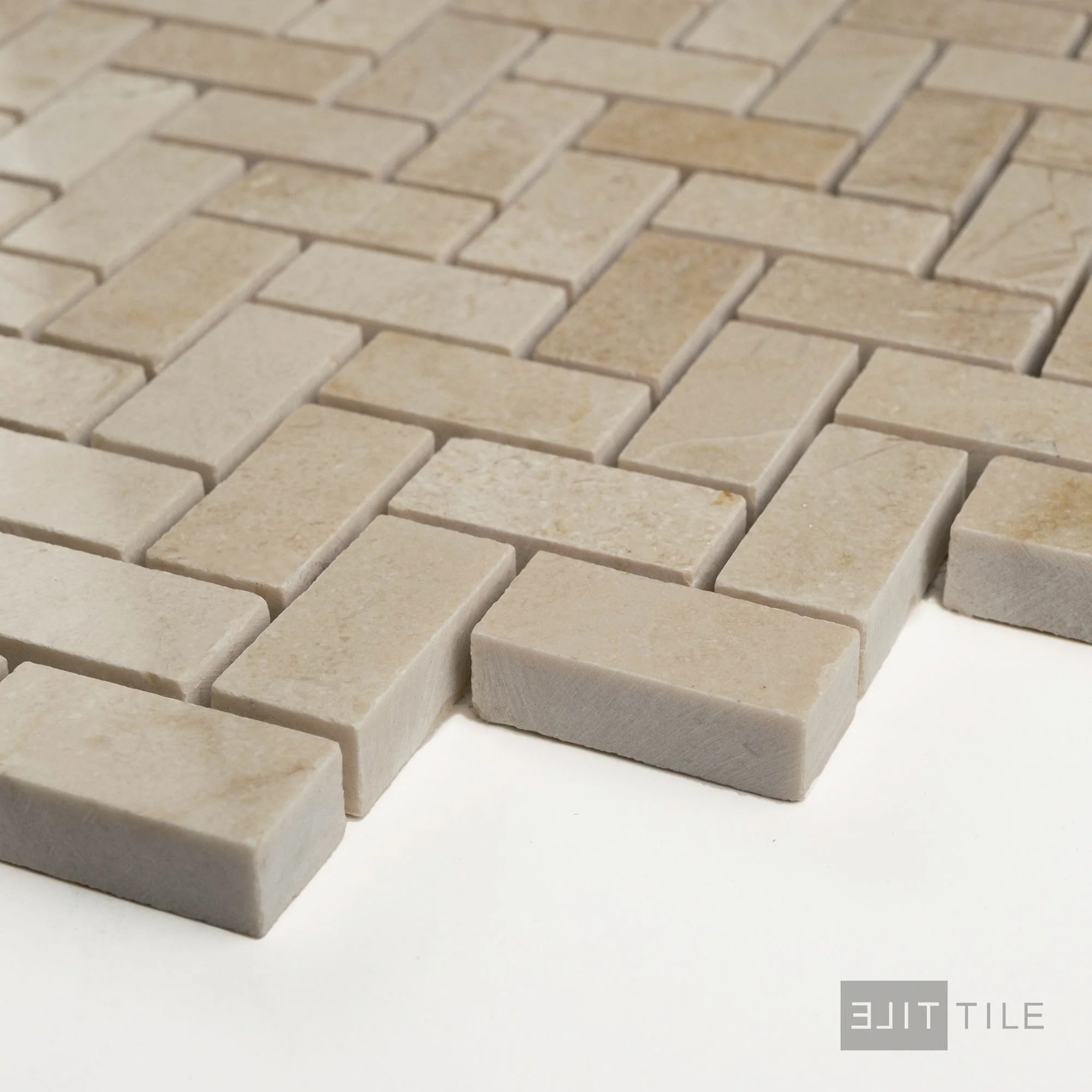 Crema Marfil Marble 5/8X1-1/4 Herringbone Polished Mosaic - Image 3