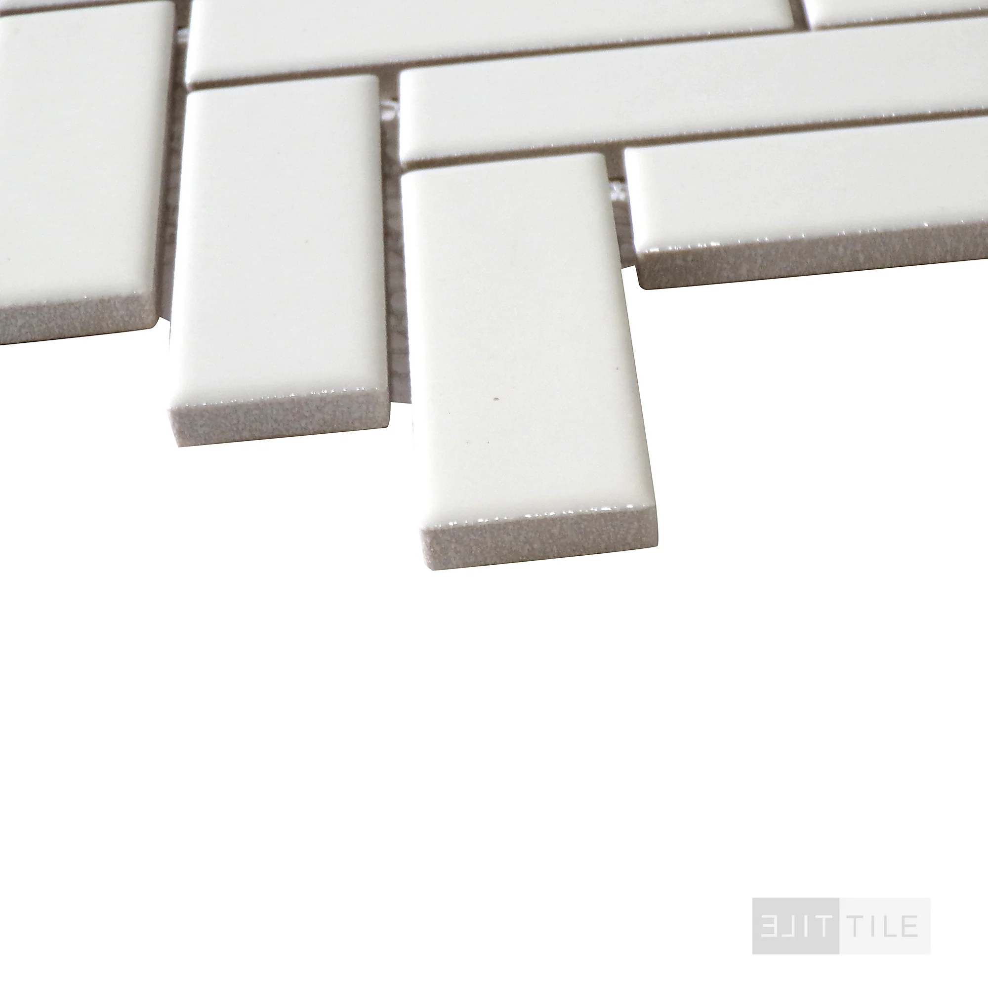 Domino Herringbone Porcelain Mosaic 1X3 Almond Glossy - Image 4