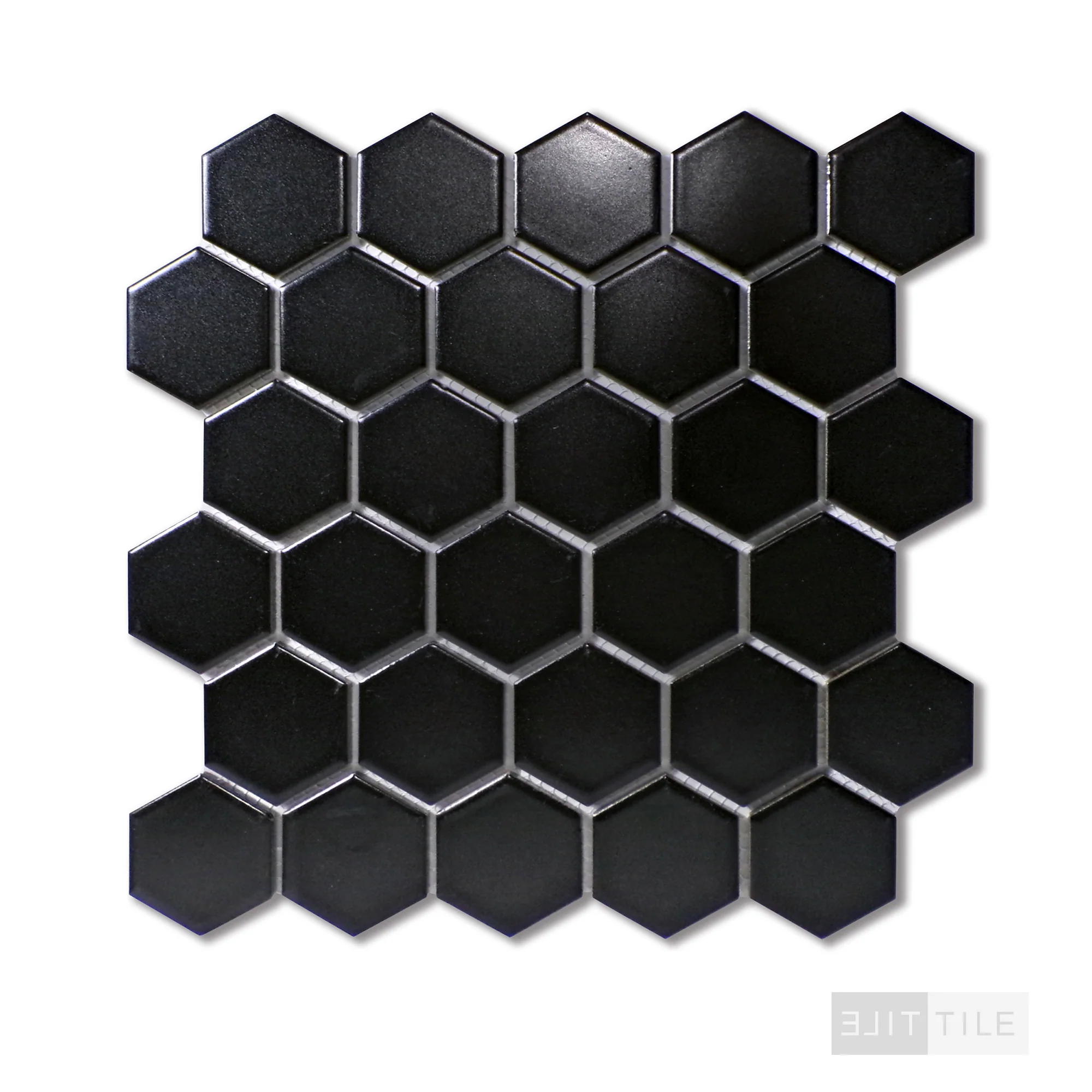 Domino 2" Hexagon Porcelain Mosaic 12X12 Black Glossy - Image 2