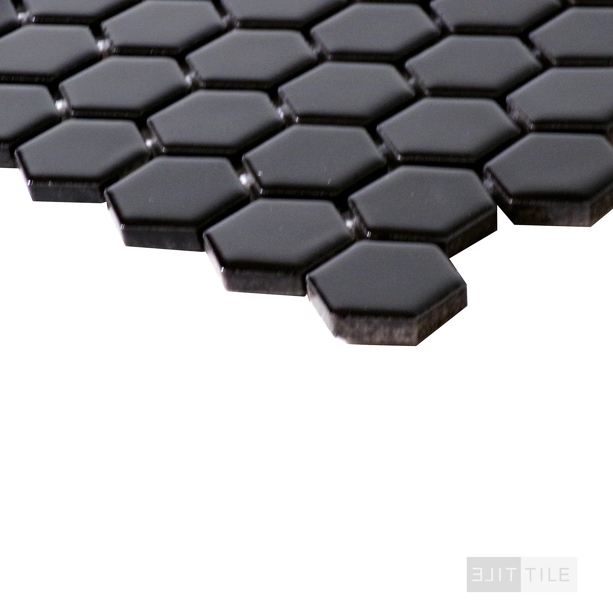 Domino 1" Hexagon Porcelain Mosaic 12X12 Black Glossy - Image 3