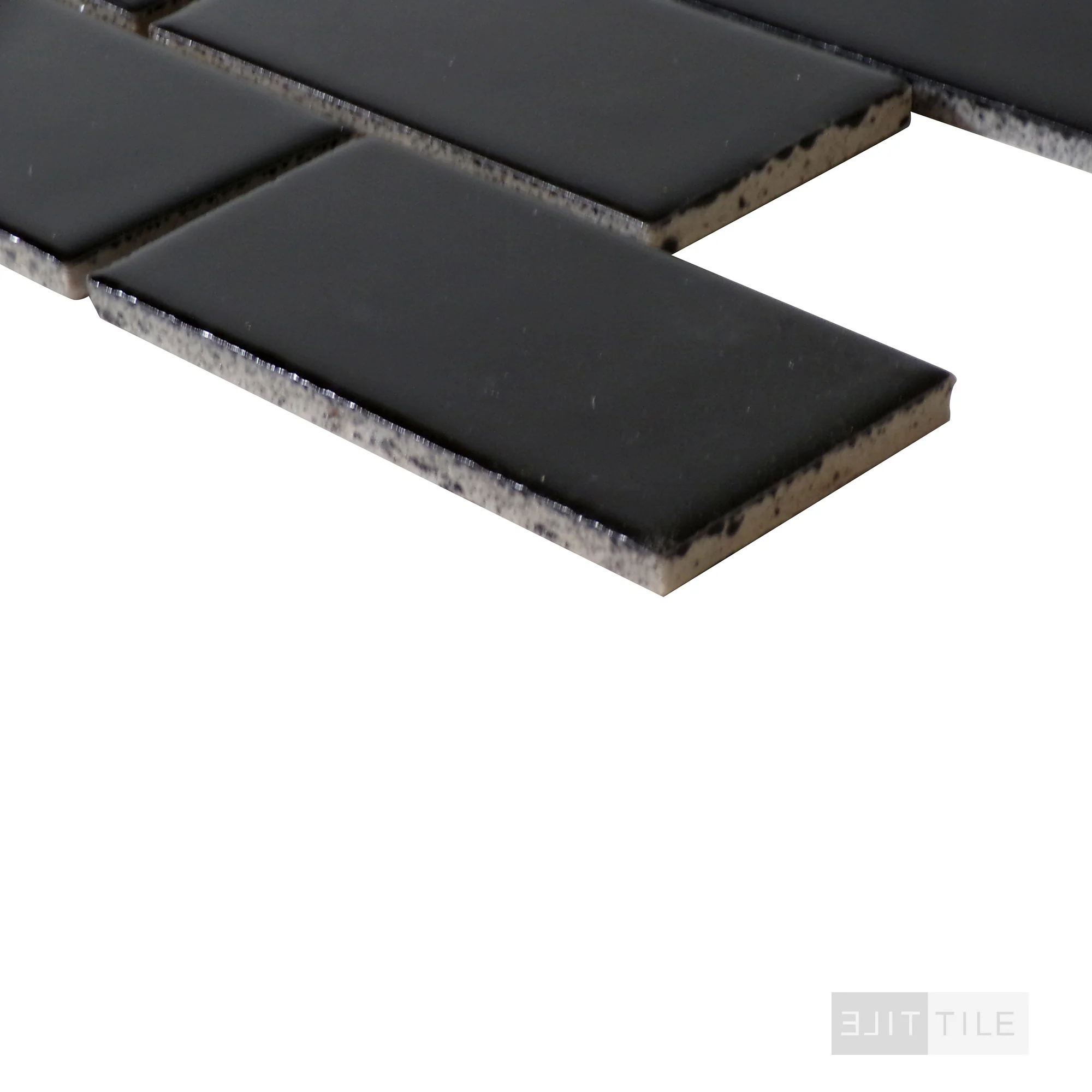 Domino 2X4 Porcelain Mosaic 12X12 Black Glossy - Image 4