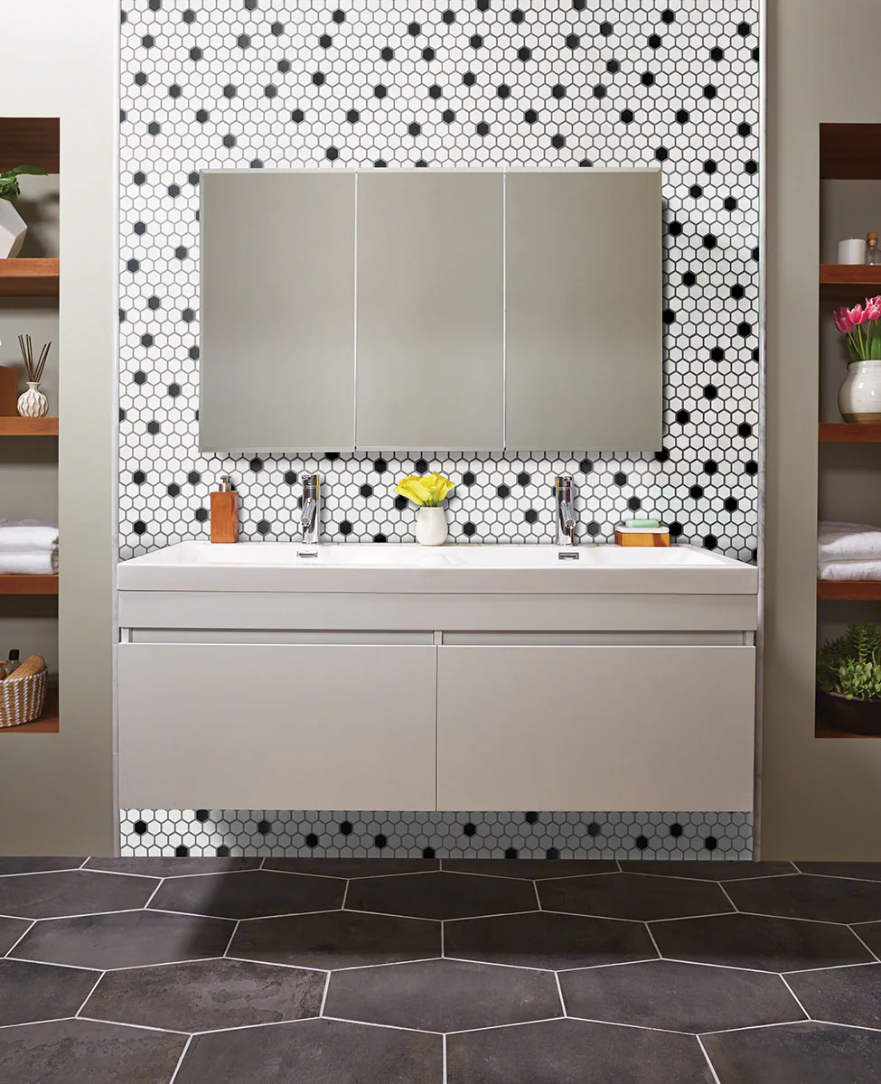 Domino 1" Hexagon Porcelain Mosaic 12X12 Black & White Matte - Image 2