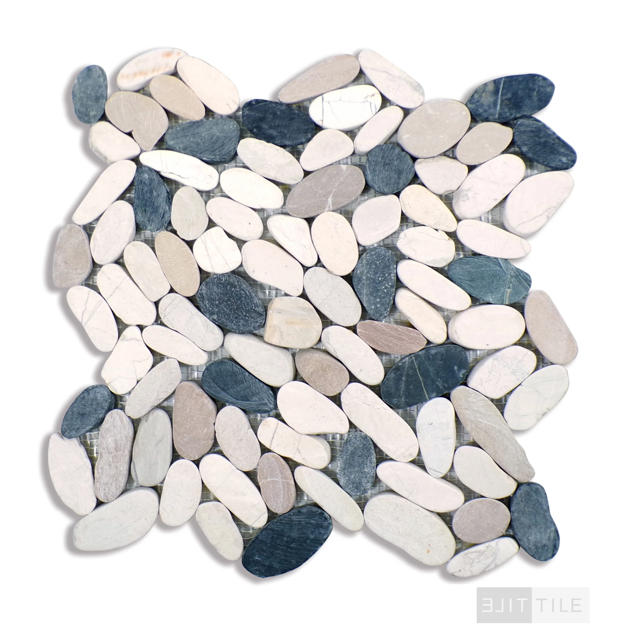 Domino Pebbles Porcelain Mosaic 12X12 Black & White Tumbled - Image 3