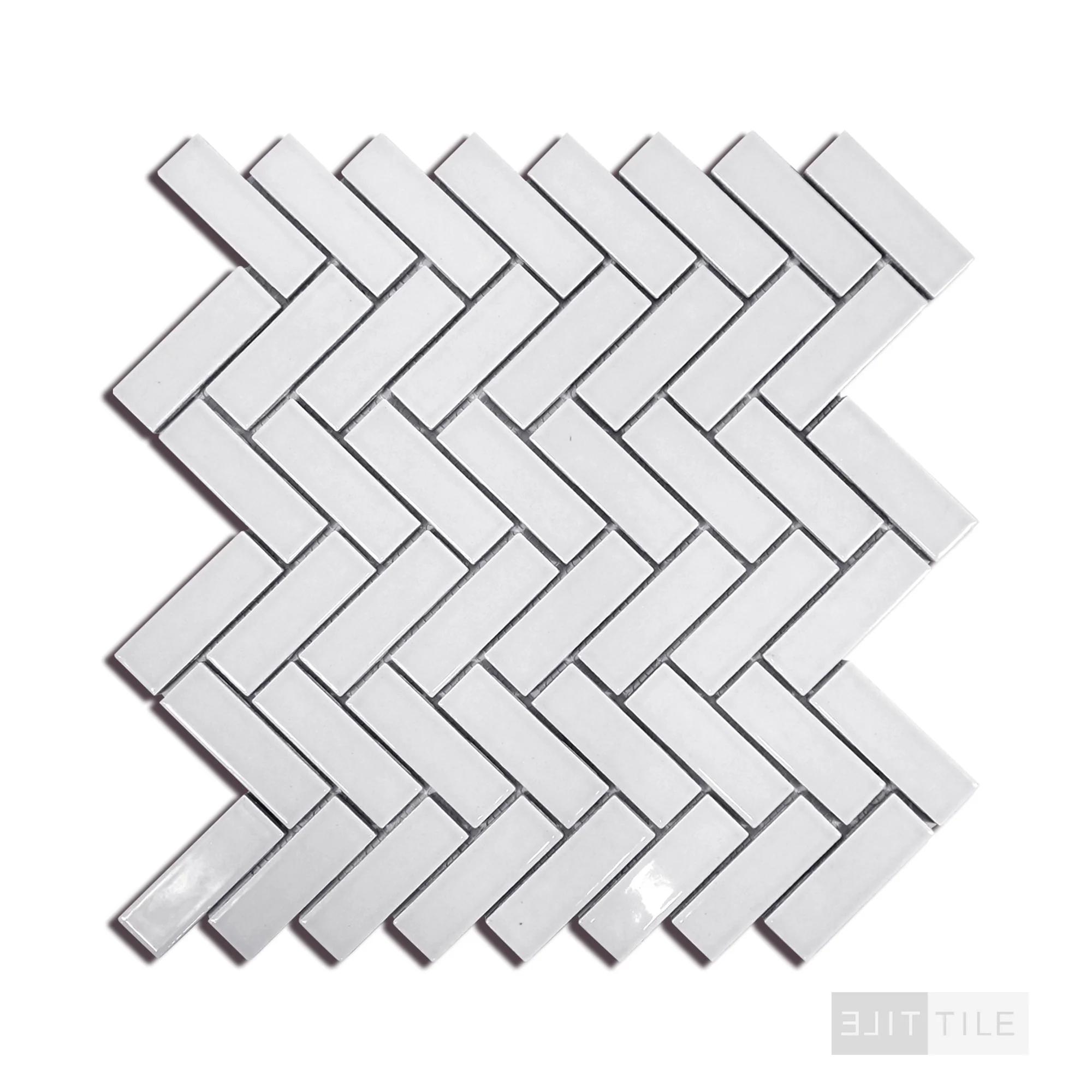 Domino Herringbone Porcelain Mosaic Misc. Gray Glossy - Image 3