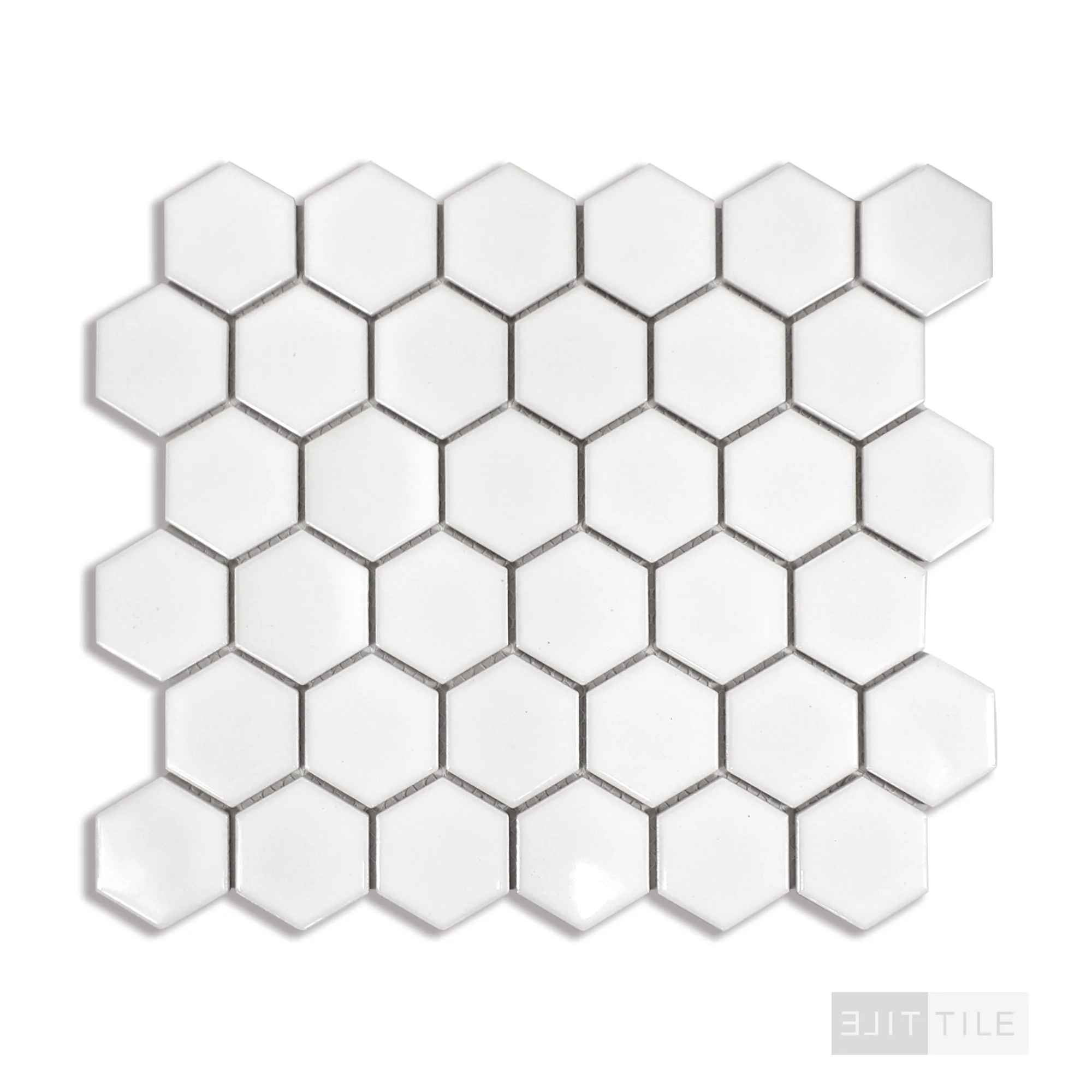 Domino 2" Hexagon Porcelain Mosaic Misc. White Glossy - Image 3