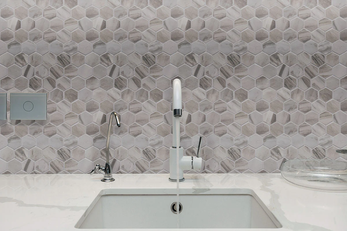 Eden 3X3 Hexagon Porcelain Mosaic 12X12 Bardiglio Matte - Image 2