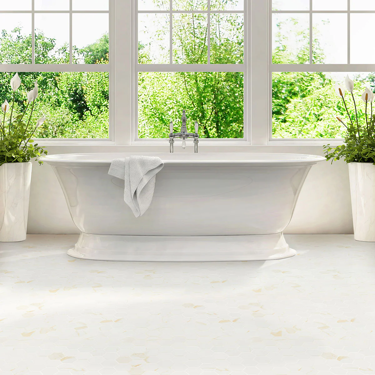 Eden 2X2 Hexagon Porcelain Mosaic 12X12 Calacatta Matte - Image 2