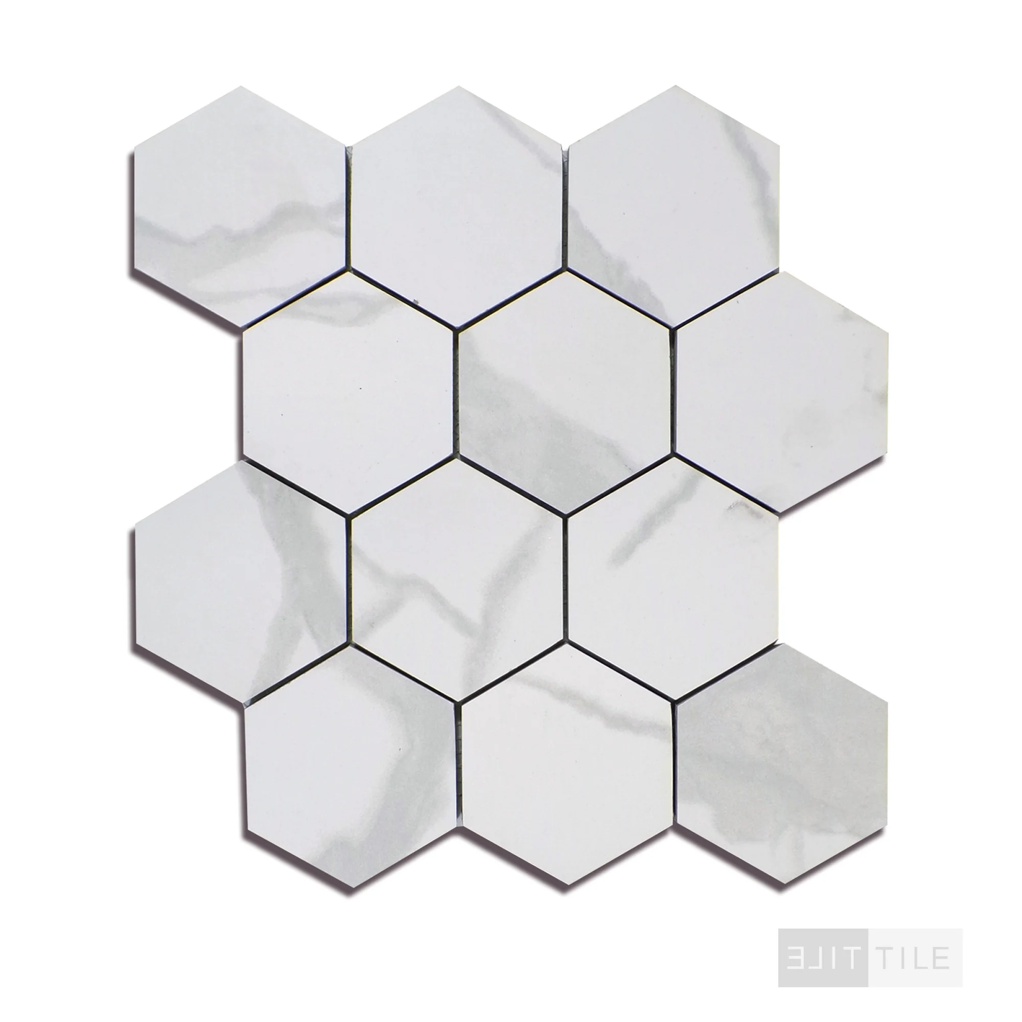Eden 3X3 Hexagon Porcelain Mosaic 12X12 Statuary Matte - Image 3