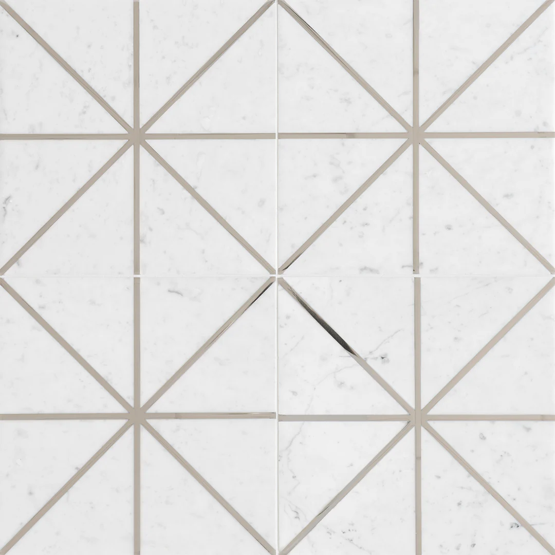 Ellington Carlyle Deco 12X12 Carrara/Steel Honed