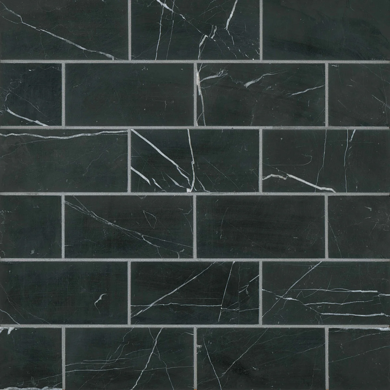 Ferrara Stone W/Inlaid Brass Field Tile 3X6 Nero Honed