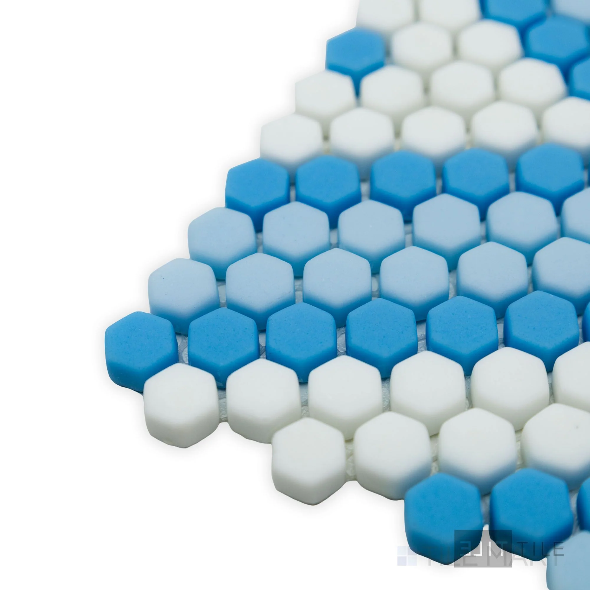 Geometro Amiens Coastal 3/8" Hexagon Matte Recycled Glass Mosaic - Image 4