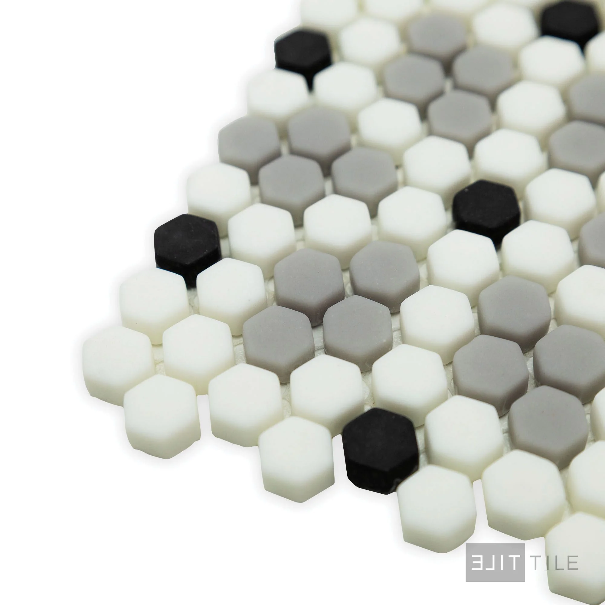 Geometro Bayeux Classic 3/8" Hexagon Matte Recycled Glass Mosaic - Image 4