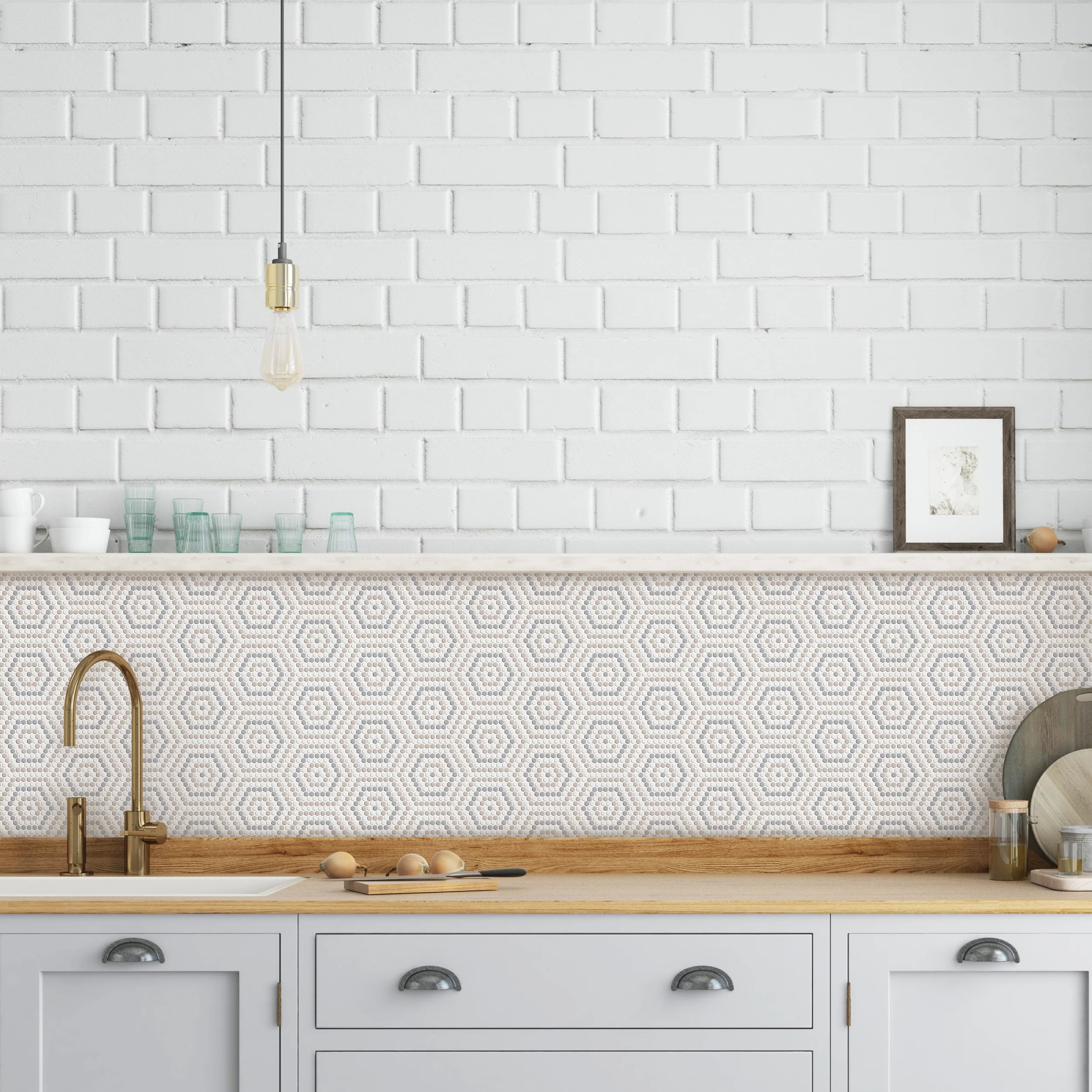 Geometro Belfort Country 3/8" Hexagon Matte Recycled Glass Mosaic - Image 5