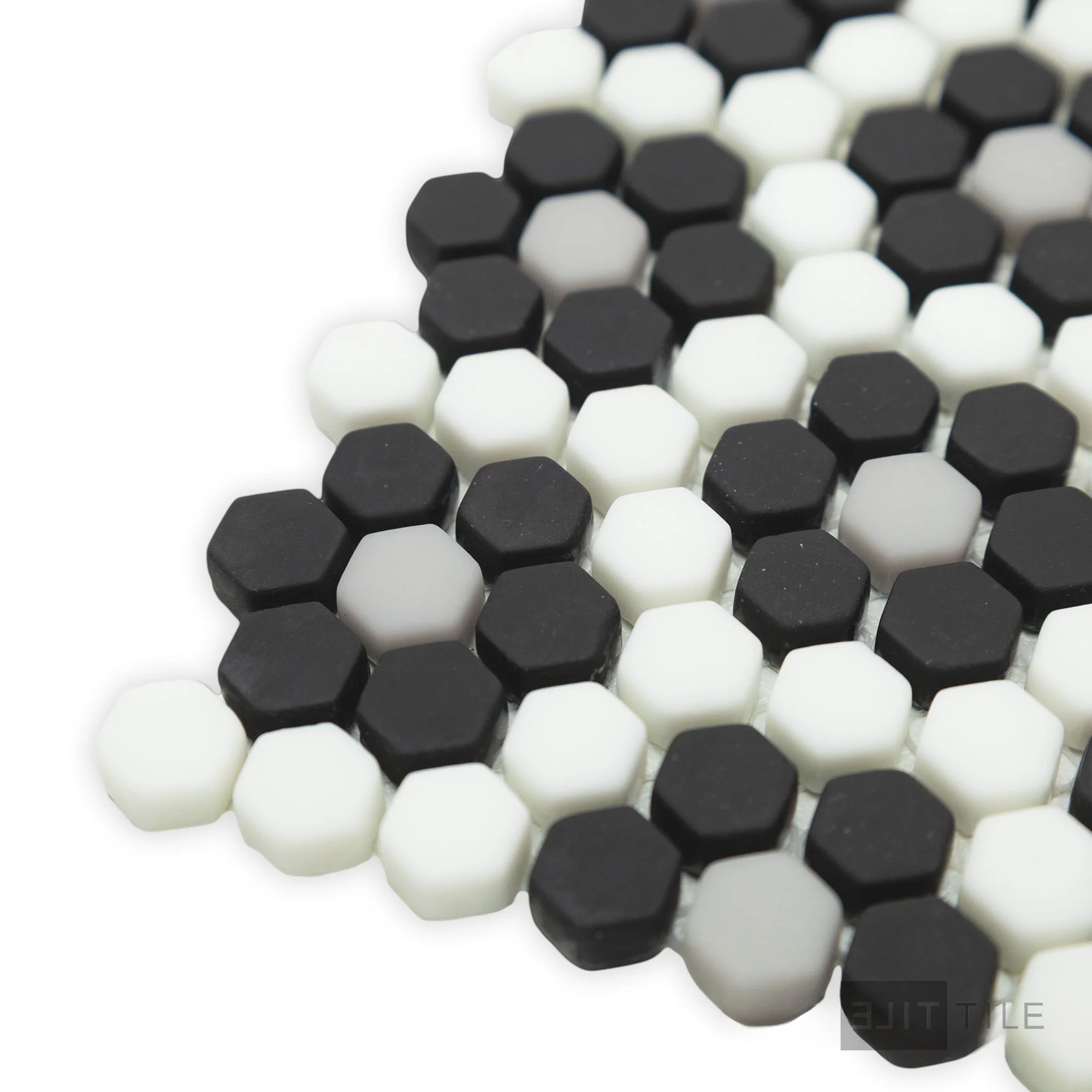 Geometro Dijon Classic 3/8" Hexagon Matte Recycled Glass Mosaic - Image 4