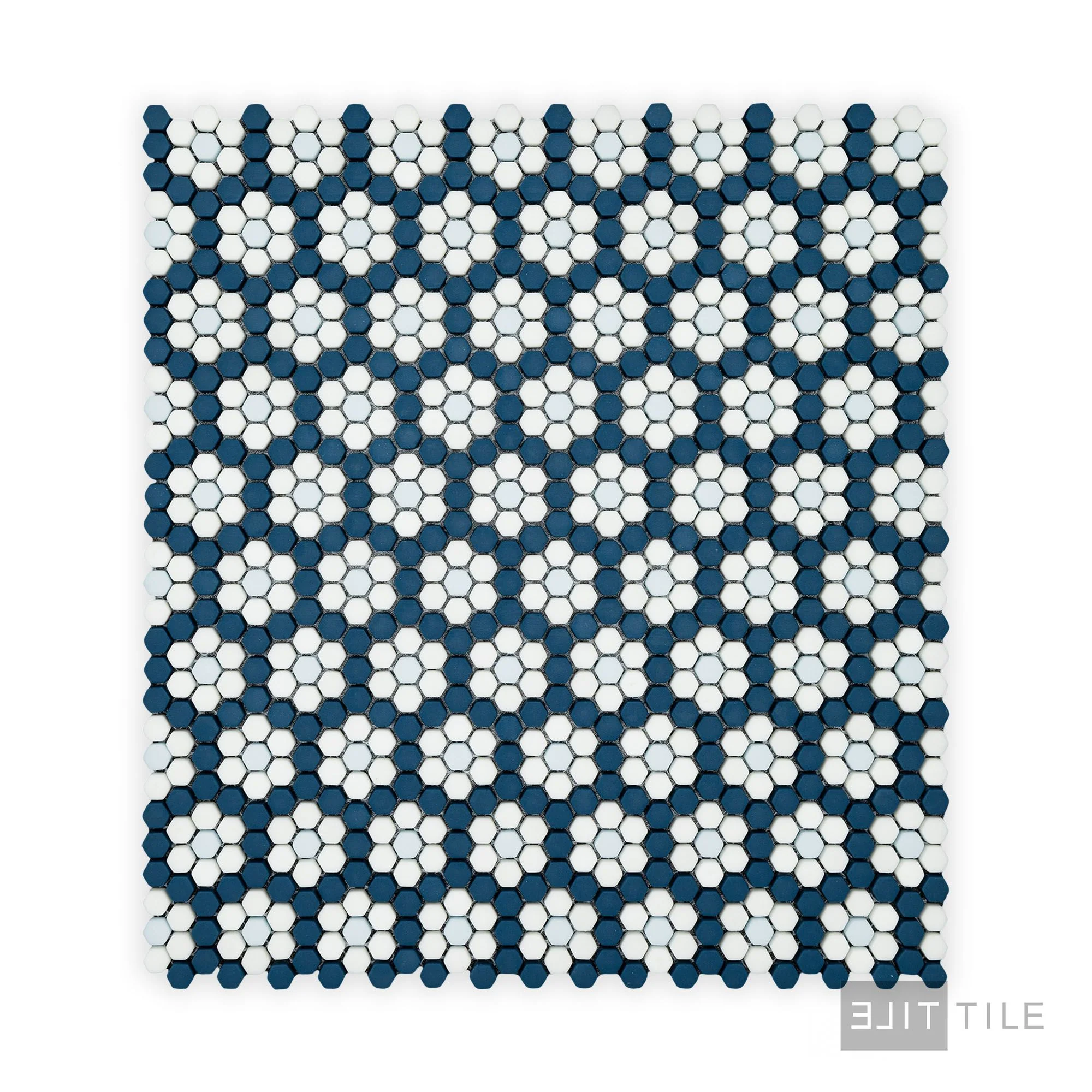 Geometro Dijon Coastal 3/8" Hexagon Matte Recycled Glass Mosaic - Image 3