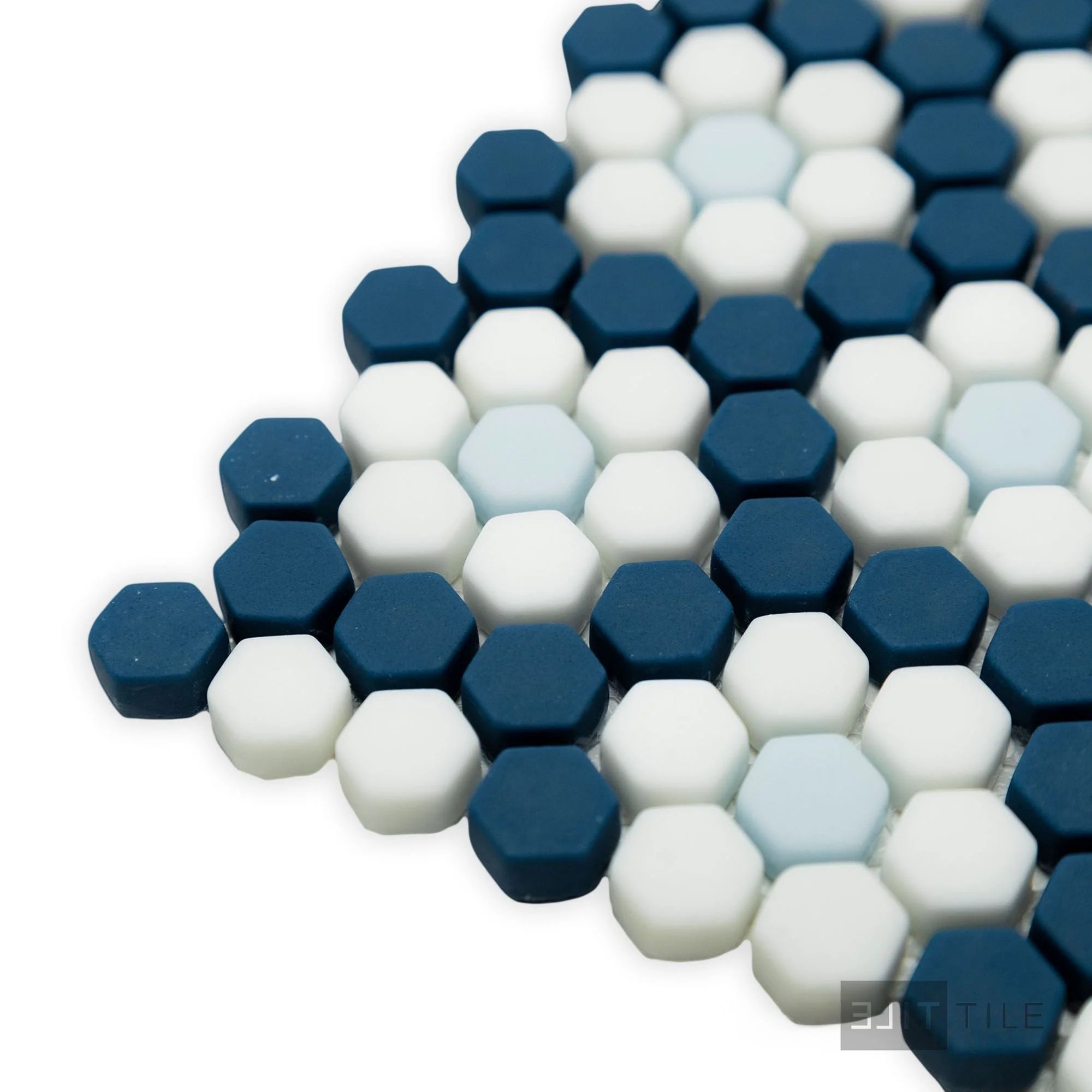 Geometro Dijon Coastal 3/8" Hexagon Matte Recycled Glass Mosaic - Image 4