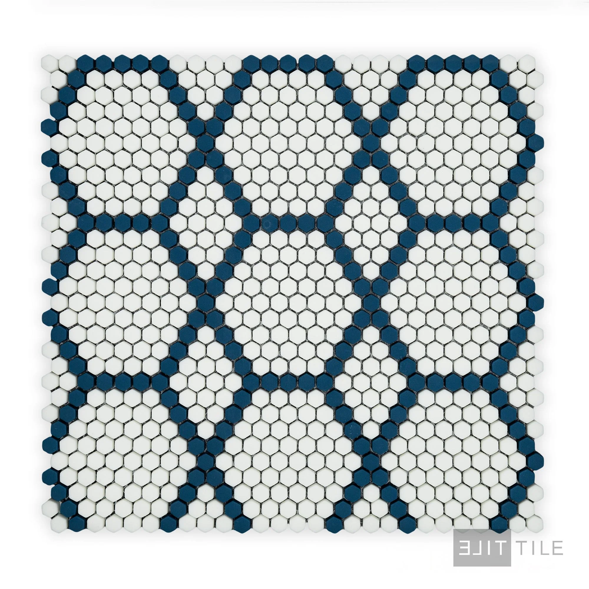 Geometro Tulle Coastal 3/8" Hexagon Matte Recycled Glass Mosaic - Image 3