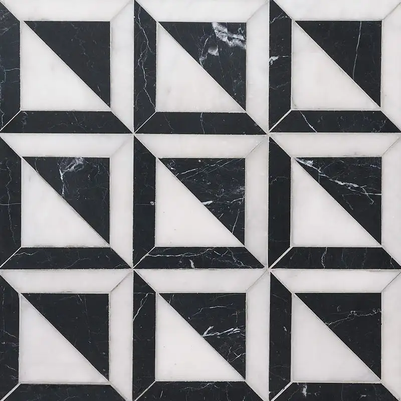Glacier Marble York Mosaic 11-15/16X11-15/16 Black Glacier Honed