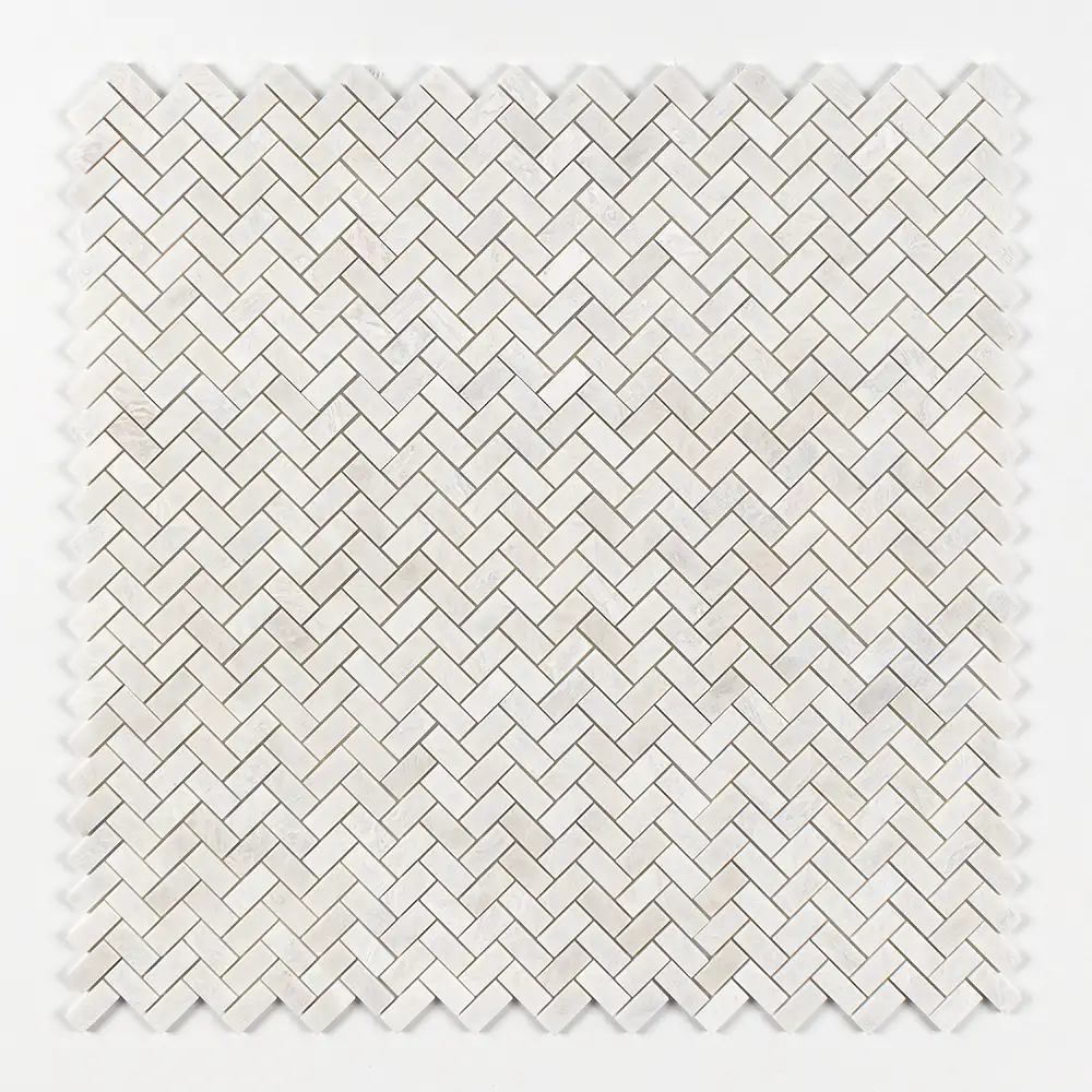 Iceberge Marble 1X2 Herringbone Mosaic 12-1/8X13-3/8 Iceberg Honed