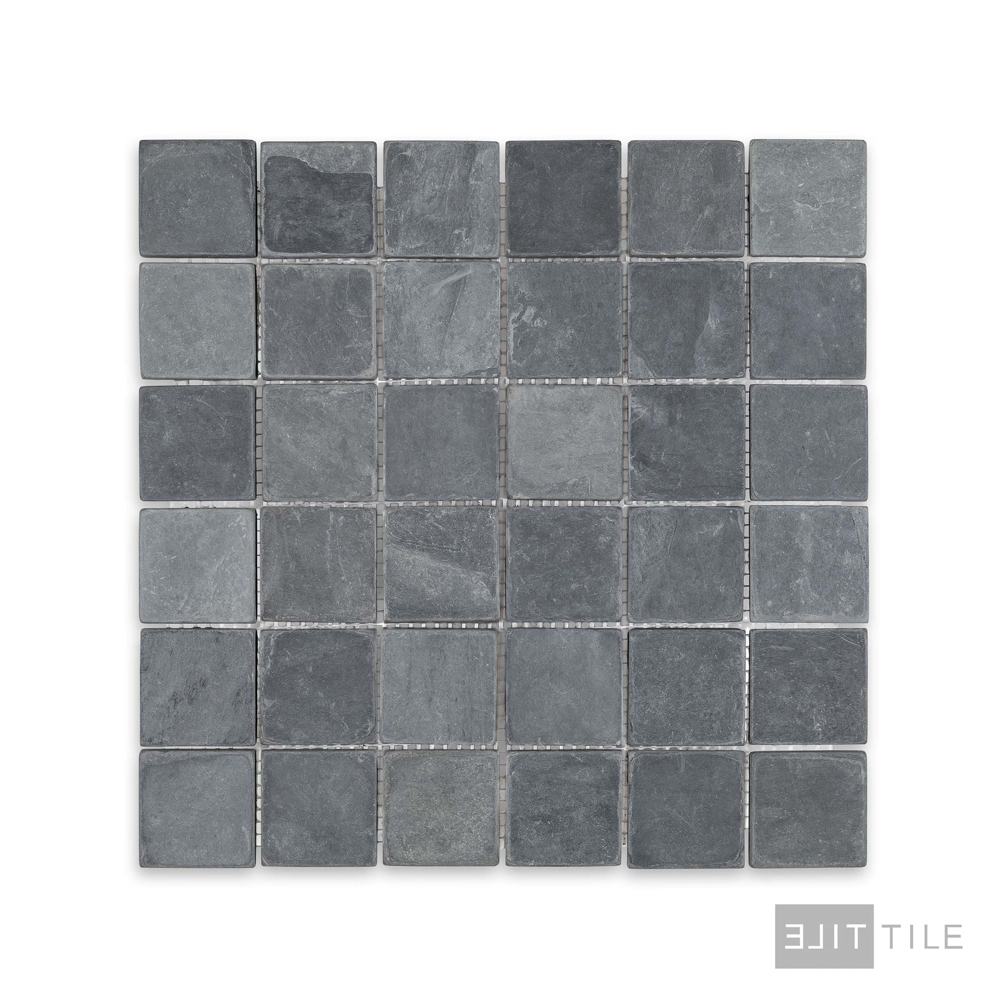 Indian Black Slate 2" Square Tumbled Mosaic - Image 2