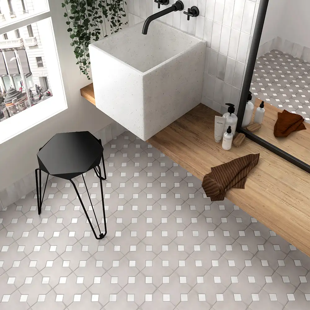 Kasbah Taco Porcelain Tile 1X1 White Matte - Image 2