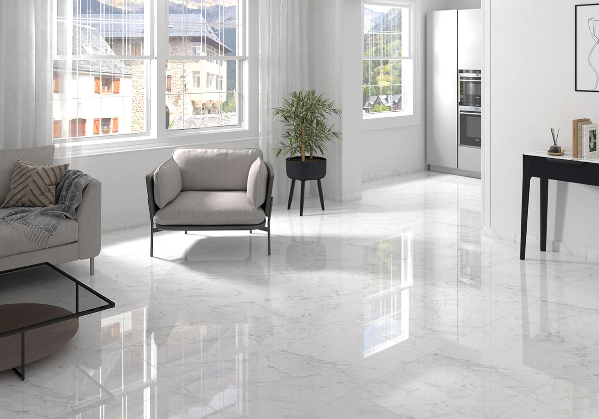 Kaya Porcelain Field Tile 24X24 Carrara Bianco Polished - Image 2