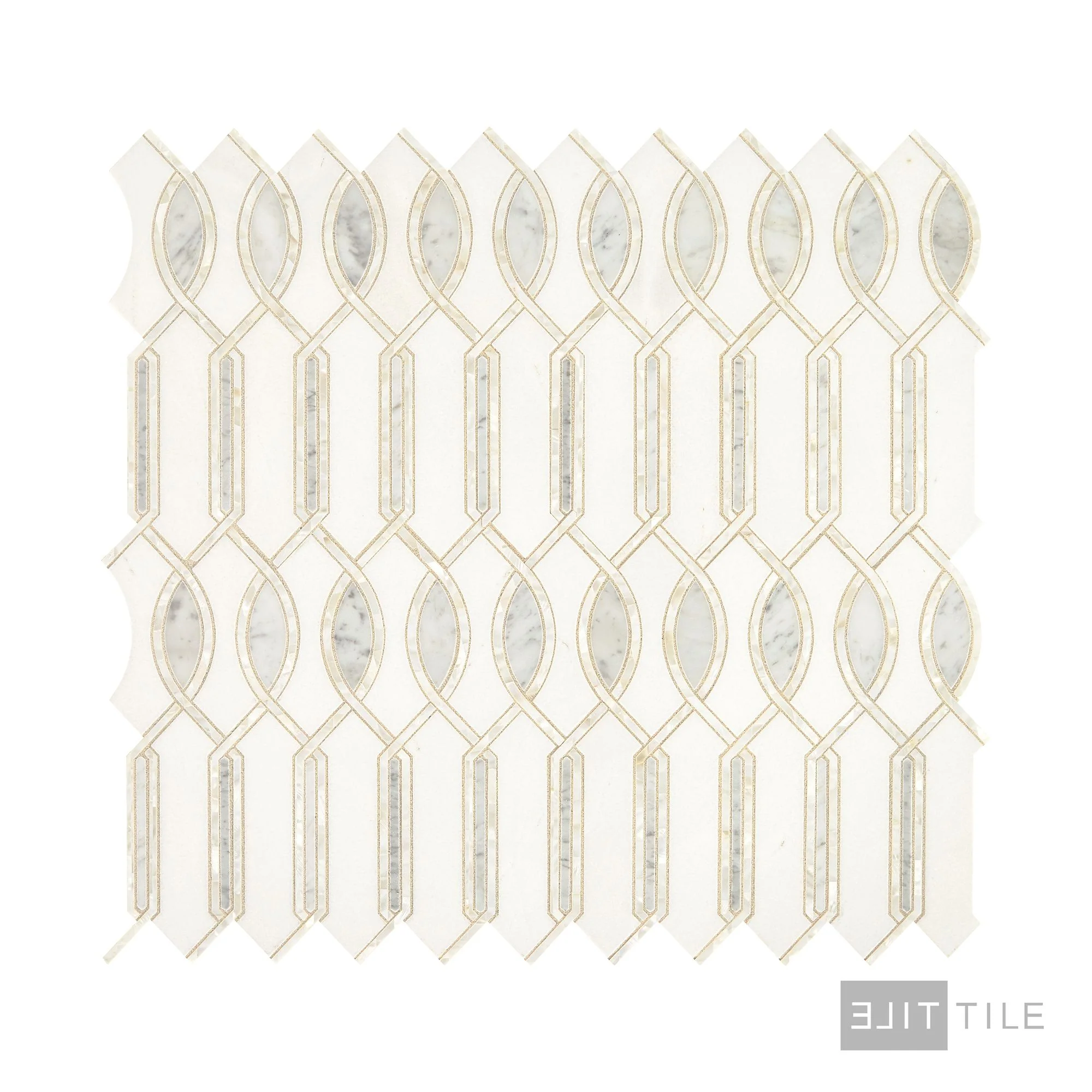 Lavaliere Natural Stone Mosaic 11X11 Carrara/Thassos/Mother Pearl Polished - Image 3