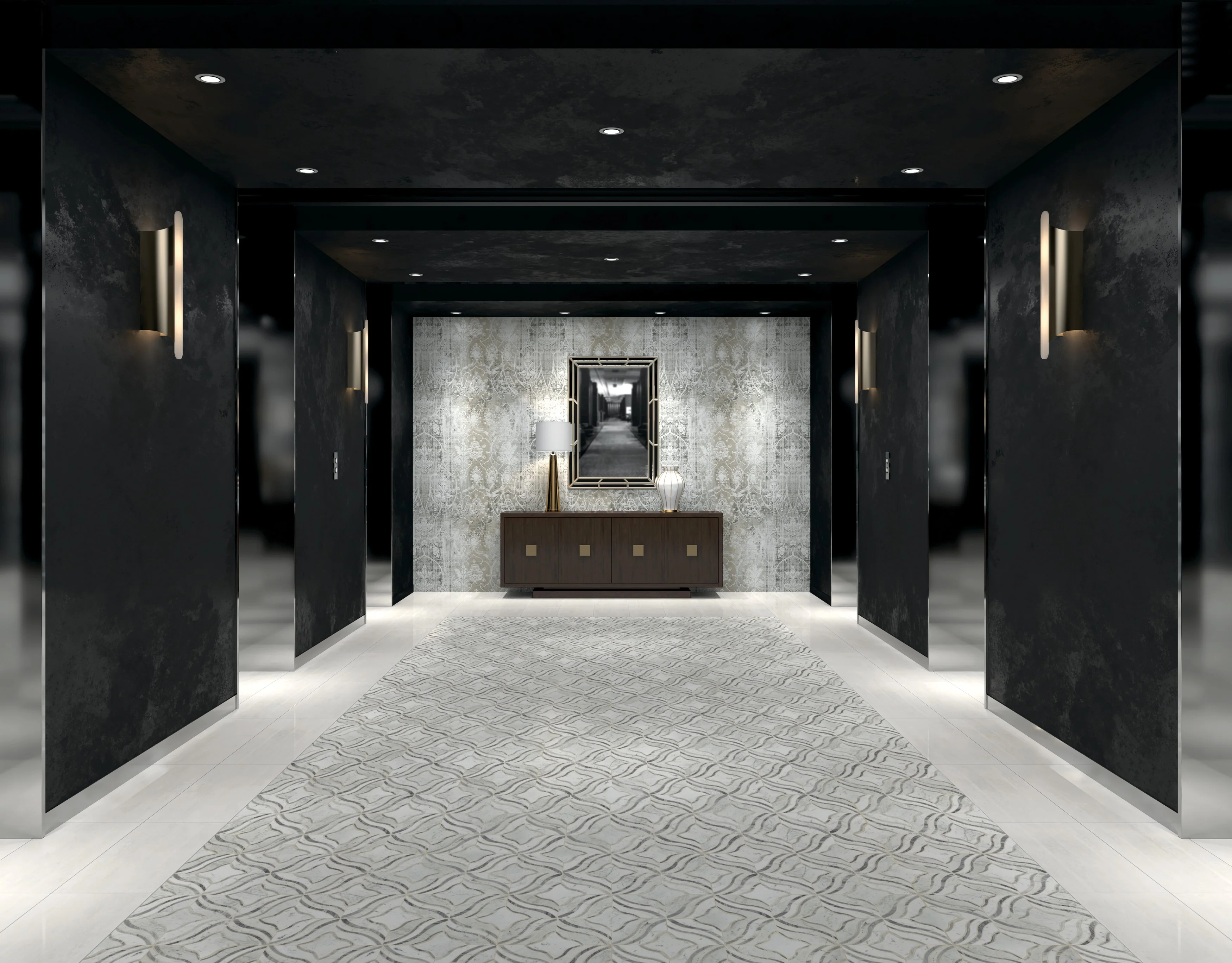 Lavaliere Natural Stone Mosaic 11X11 Carrara White/Bardiglio Polished - Image 2