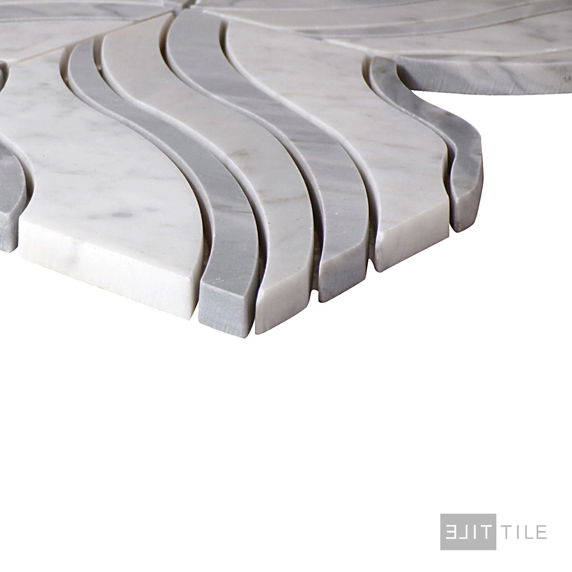 Lavaliere Natural Stone Mosaic 11X11 Carrara White/Bardiglio Polished - Image 4