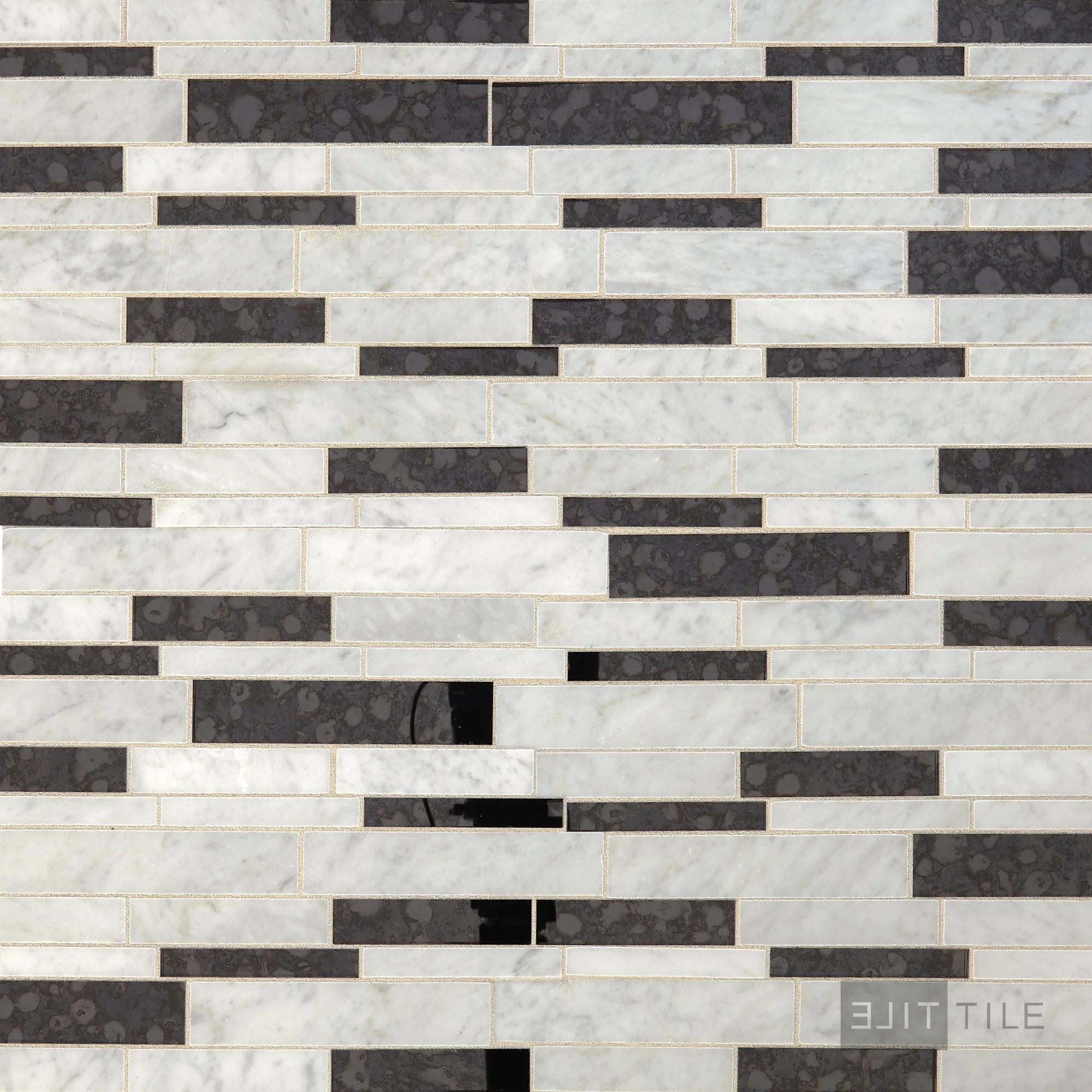 Lavaliere Natural Stone Mosaic 11X13 Carrara White/Black Ant Mirror Polished