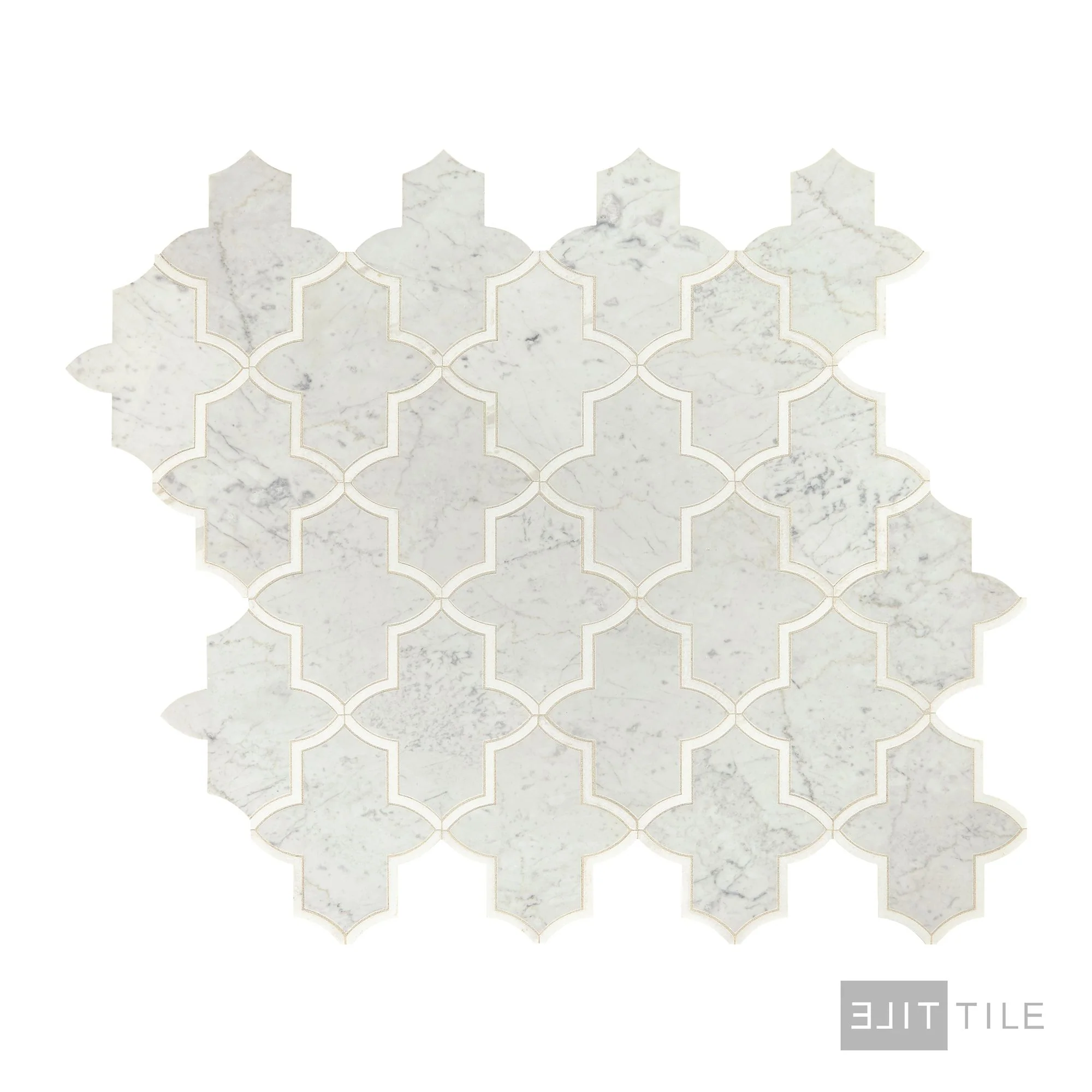 Lavaliere Natural Stone Mosaic 13X12 Carrara White/Thassos White Polished - Image 2