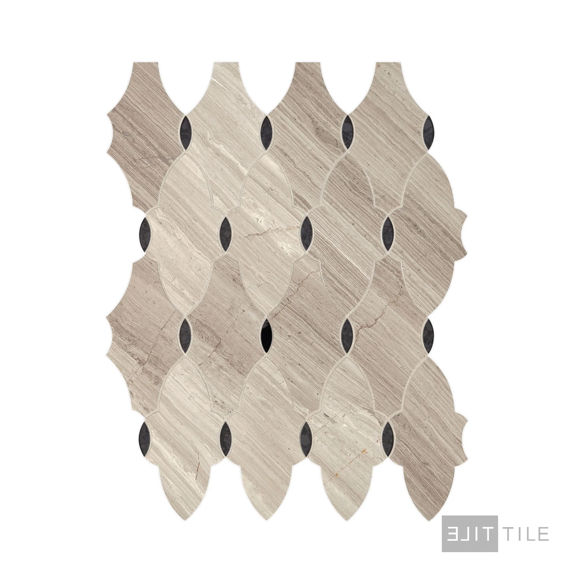 Lavaliere Natural Stone Mosaic 10X13 Chenille White/Blk Ant Mirror Honed - Image 3