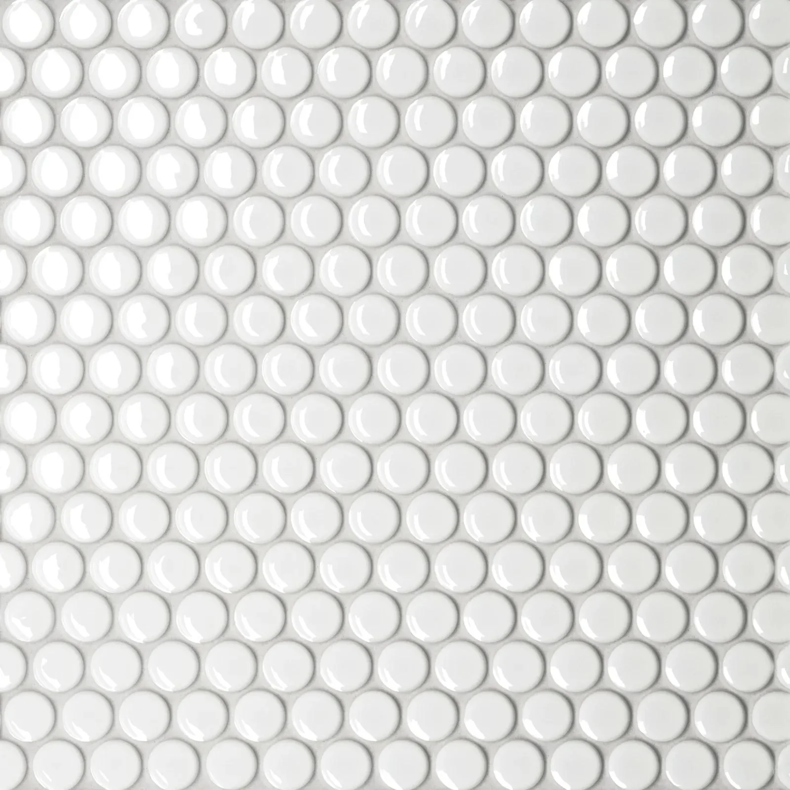Le Café 3/4" Penny Round White Gloss Mosaic