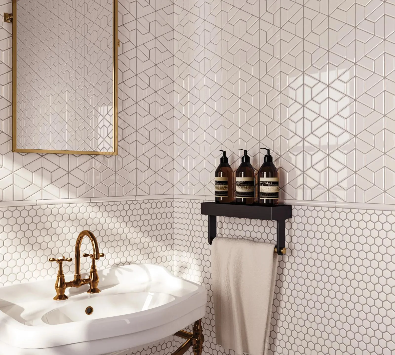 Le Café 1X1 Hexagon Glazed Porcelain Mosaic 10-1/4X11-3/4 White Matte - Image 2