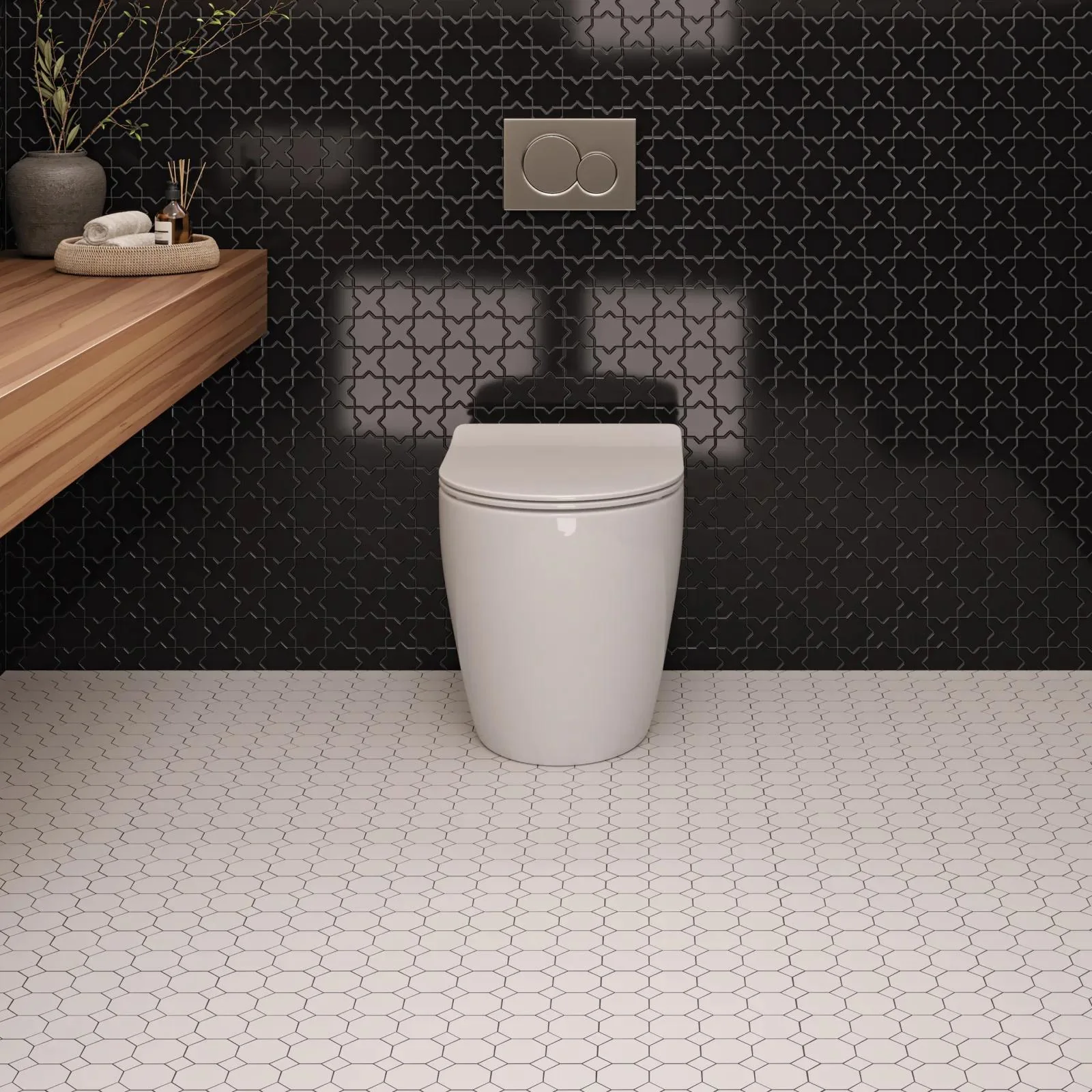 Le Café Octagon Glazed Porcelain Mosaic 11-5/8X11-5/8 White Matte - Image 2