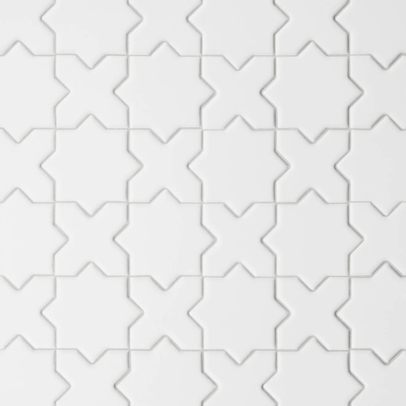 Le Café Cross & Star Glazed Porcelain Mosaic 12X12 White Matte