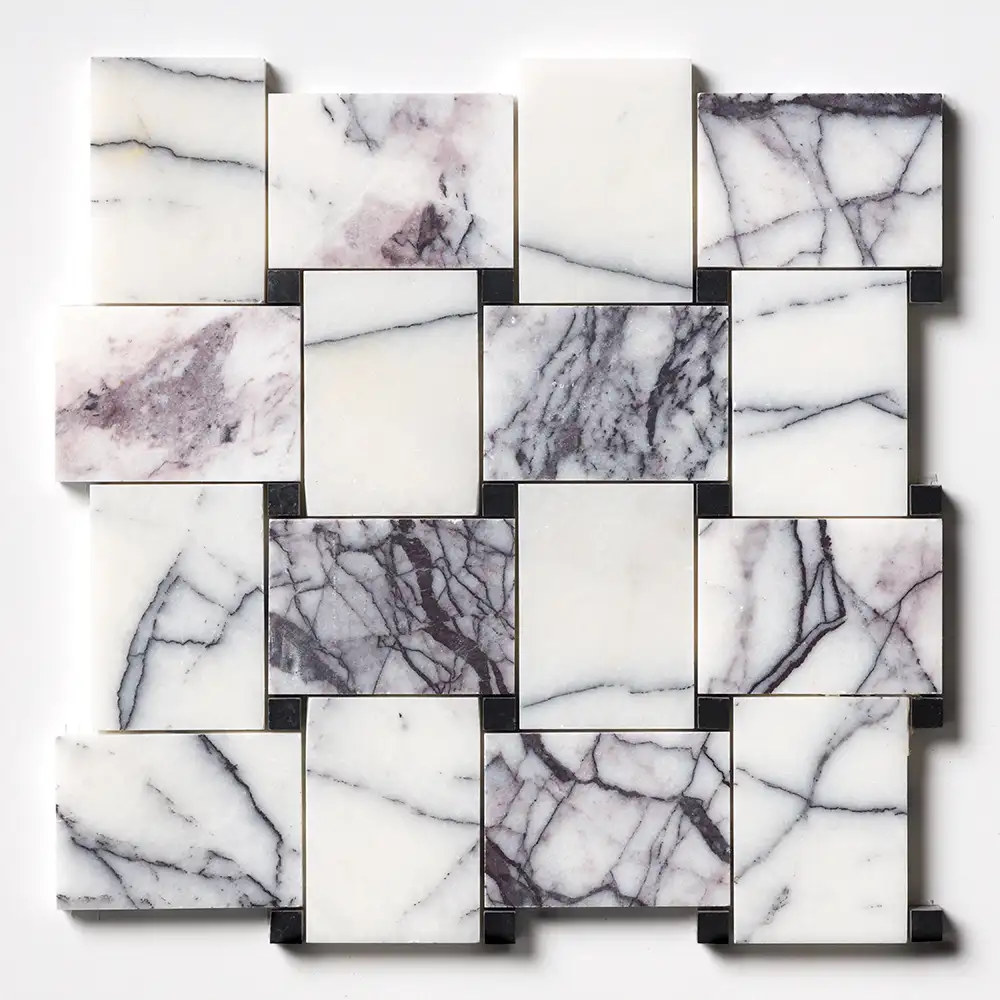 Lilac Honed Marble Pinwheel Mosaic 10-3/8X10-3/8 Lilac Honed - Image 3