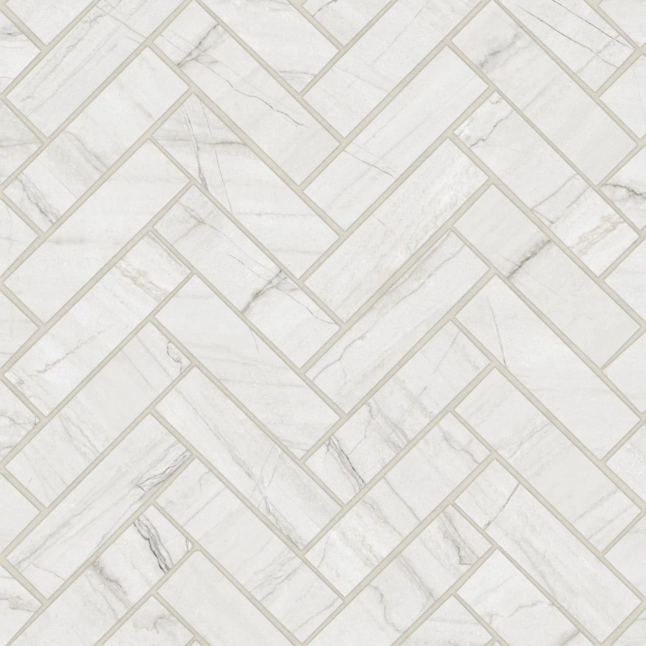Magnifica Era Luxury 1X4 Herringbone Mosaic Satin 12X12 Mont Blanc