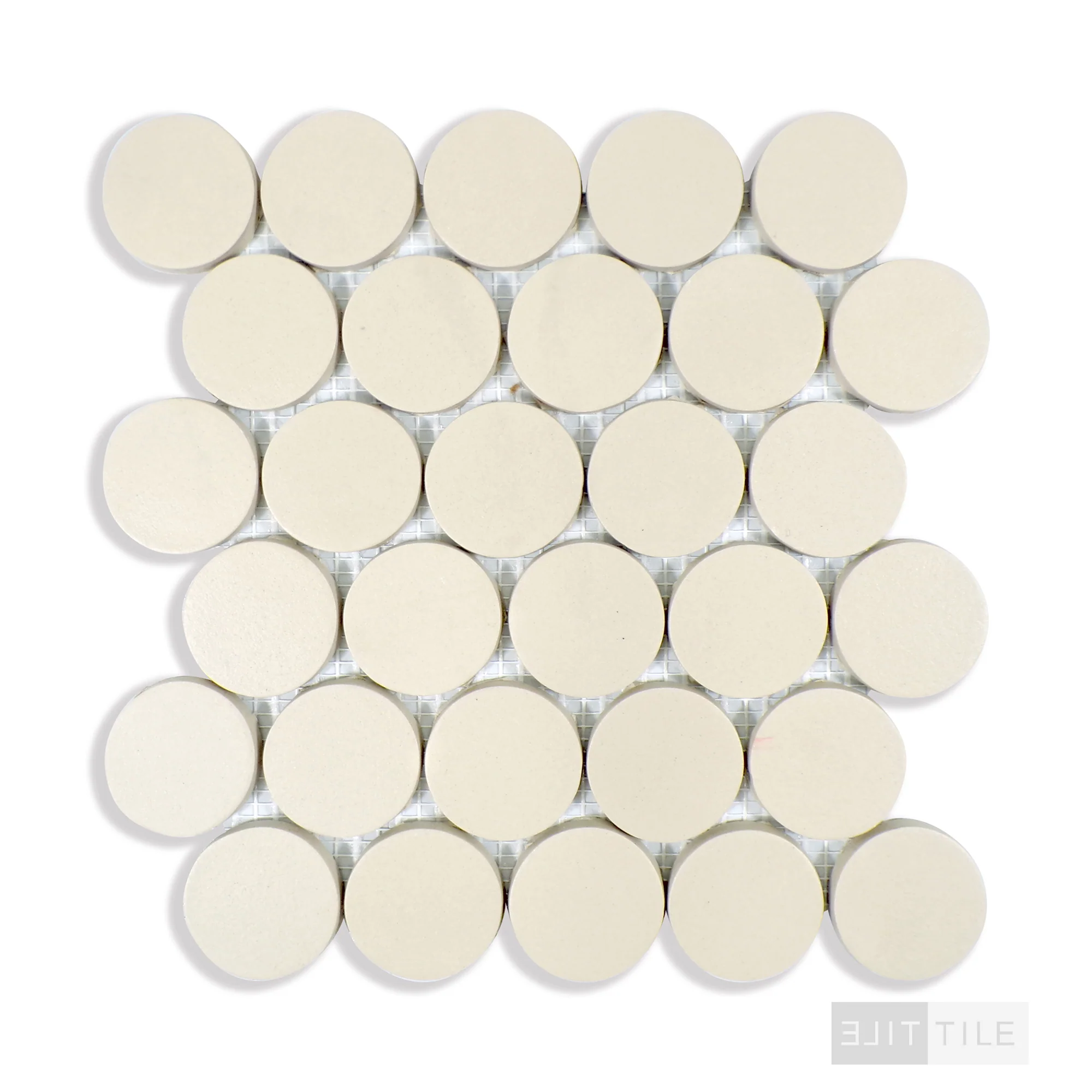 Makoto 2" Round Tatami Beige Matte Mosaic - Image 3
