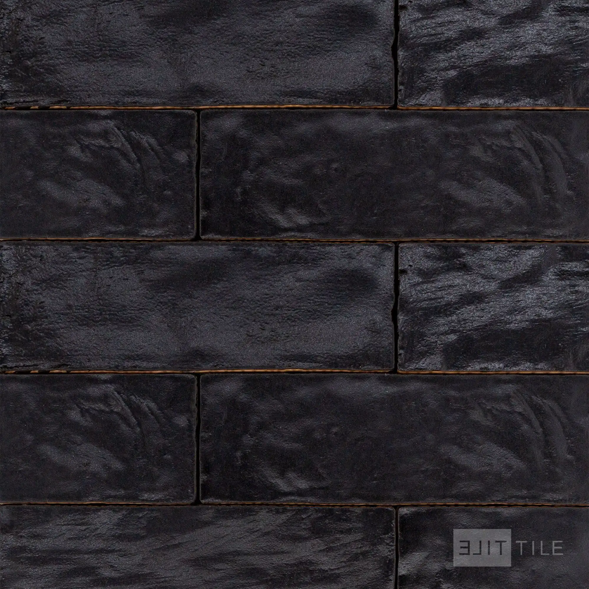 Mallorca Ceramic Field Tile 2X8 Black Matte
