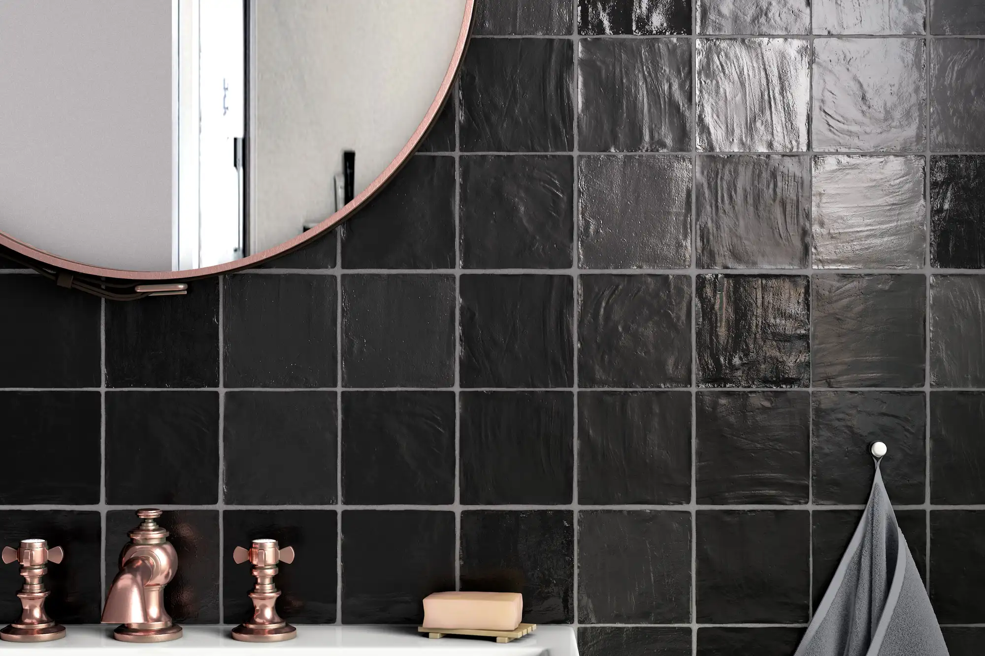 Mallorca Ceramic Field Tile 4X4 Black Matte - Image 2